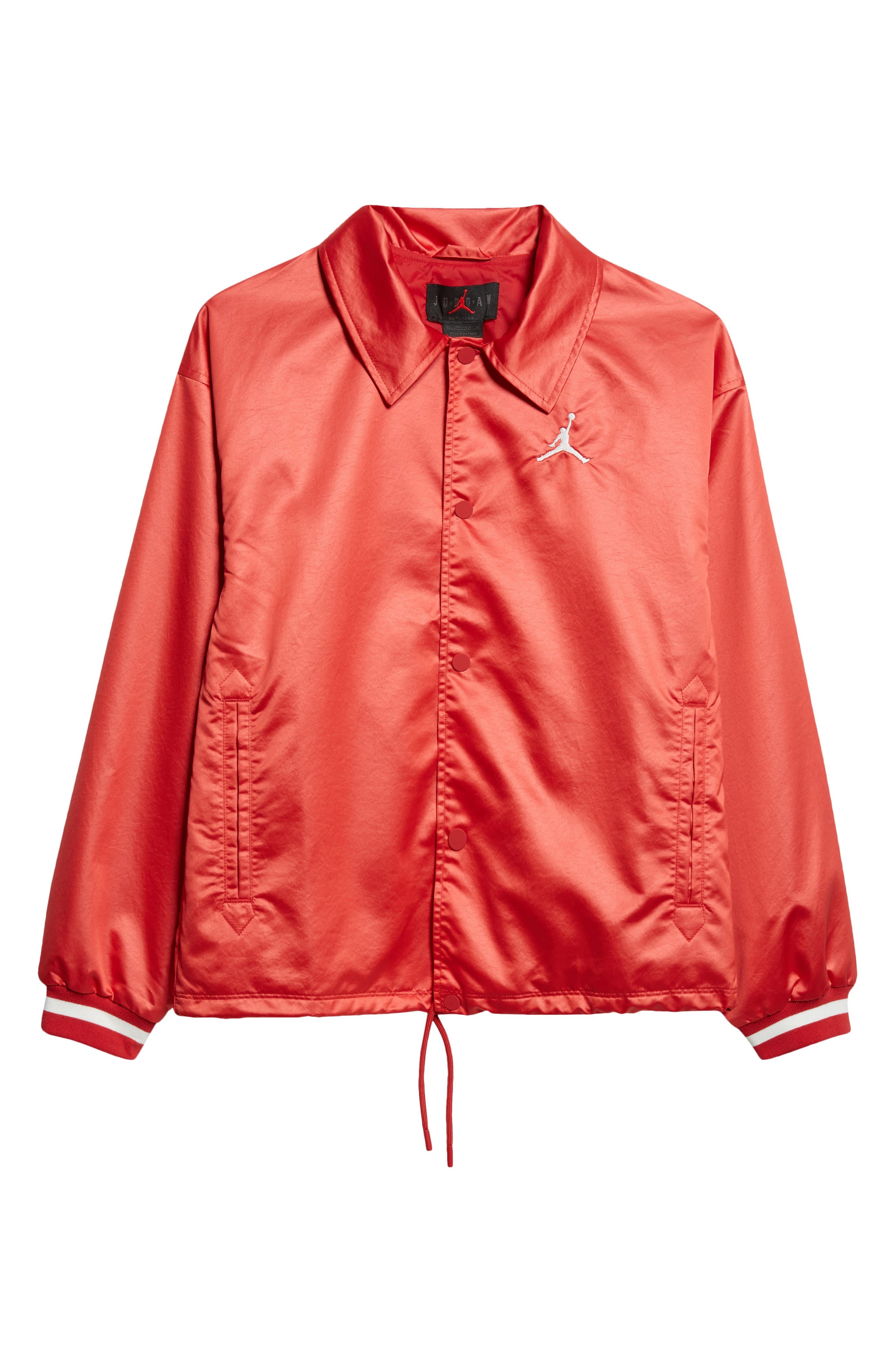 Jordan 40th Anniversary Water Repellent Satin Coach's Jacket in Varsity Red/Sail at Nordstrom - 4
