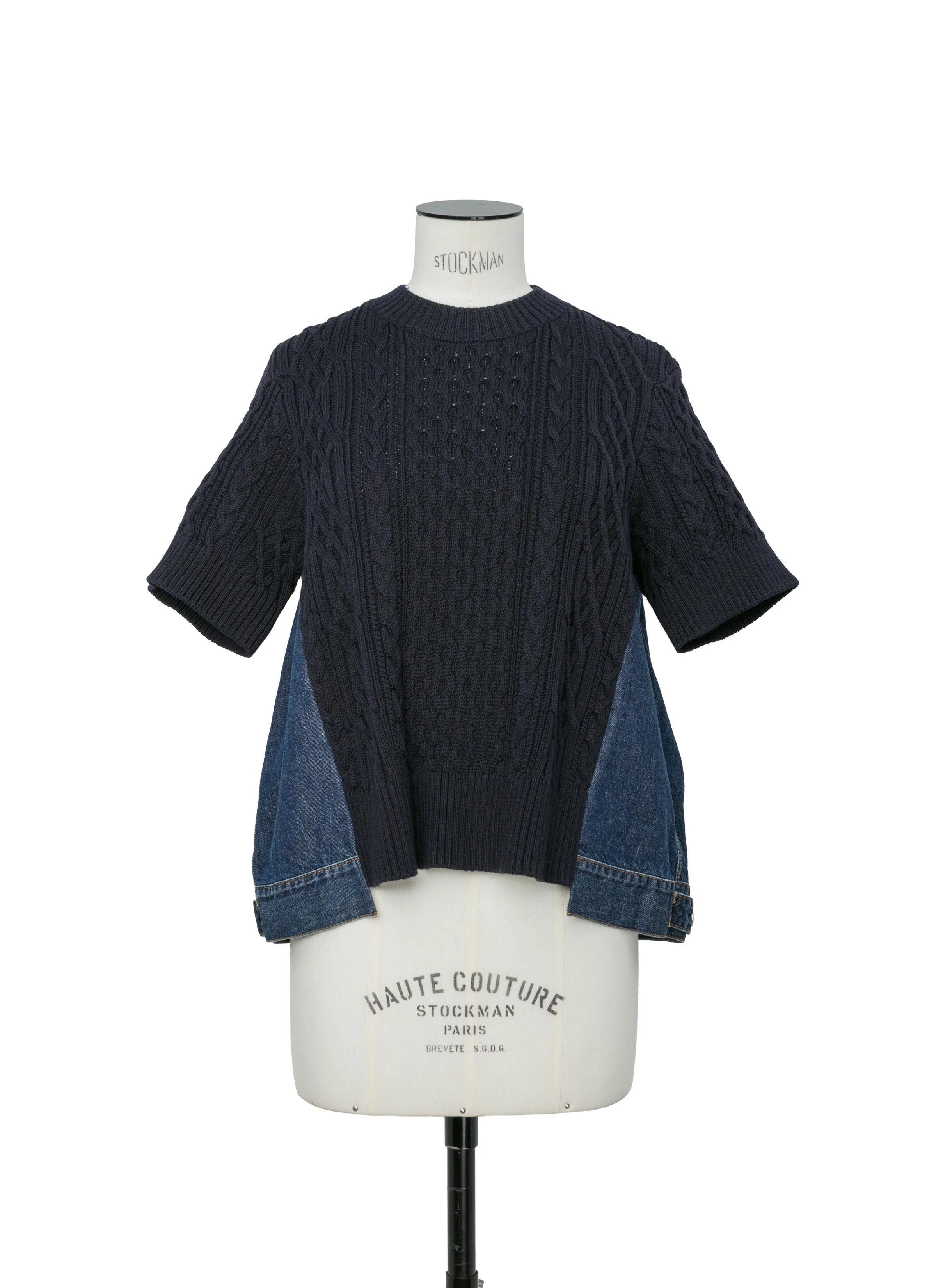 Denim x Cotton Knit Pullover - 1