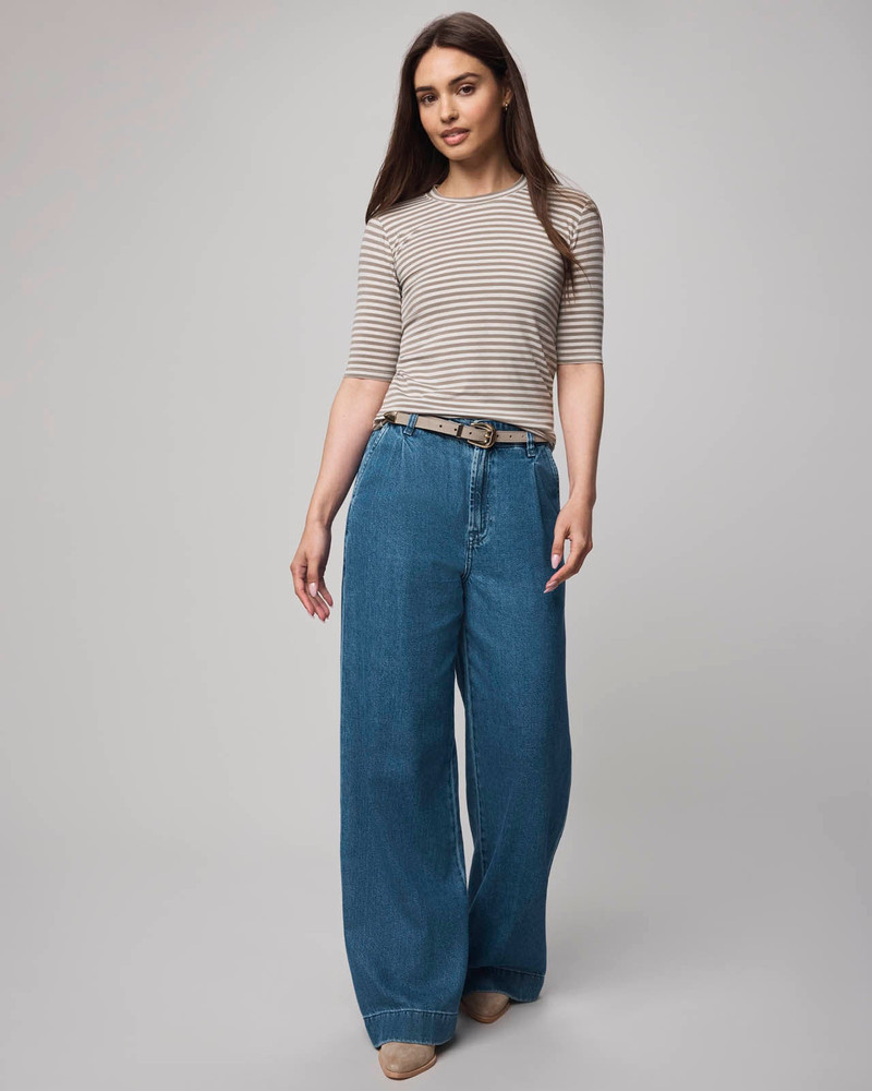 Splendid Bamboo Blend Stripe Quarter Sleeve Tee outlook