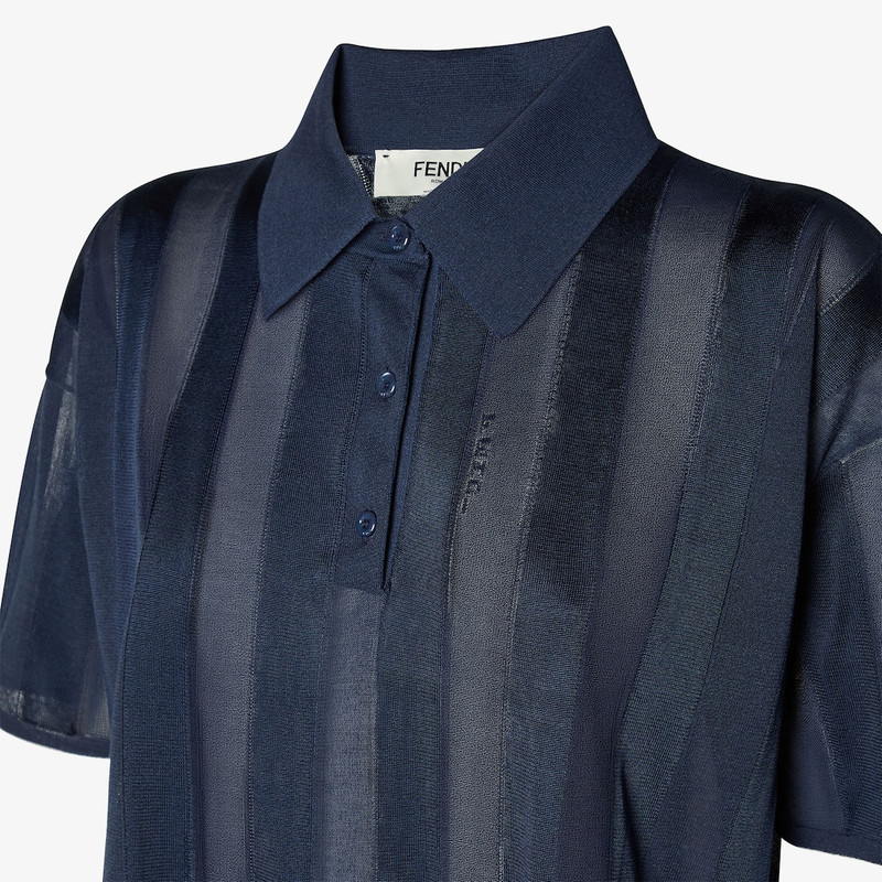 Polo shirt Navy blue Pequin silk polo shirt 3