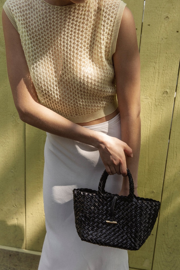 MINI LEATHER BASKET BLACK - 4