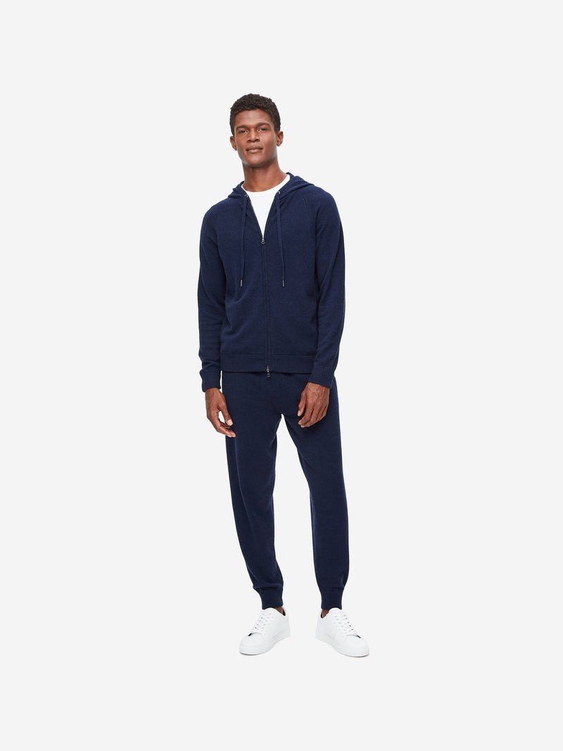 Derek Rose Men's Hoodie Finley Cashmere Midnight outlook