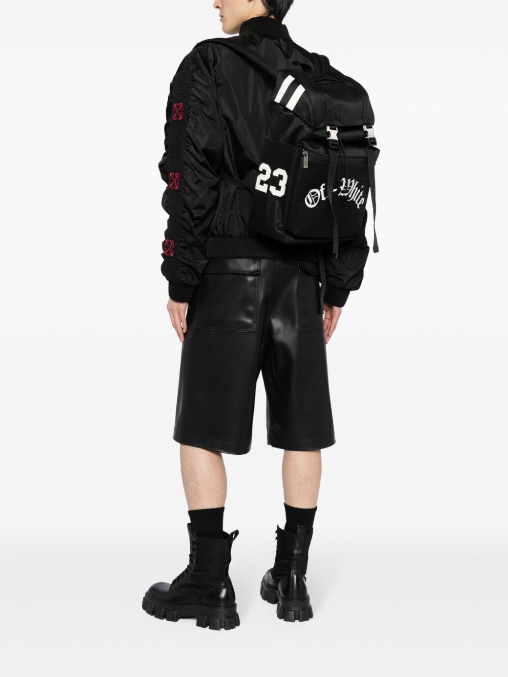 logo-print mesh backpack - 4