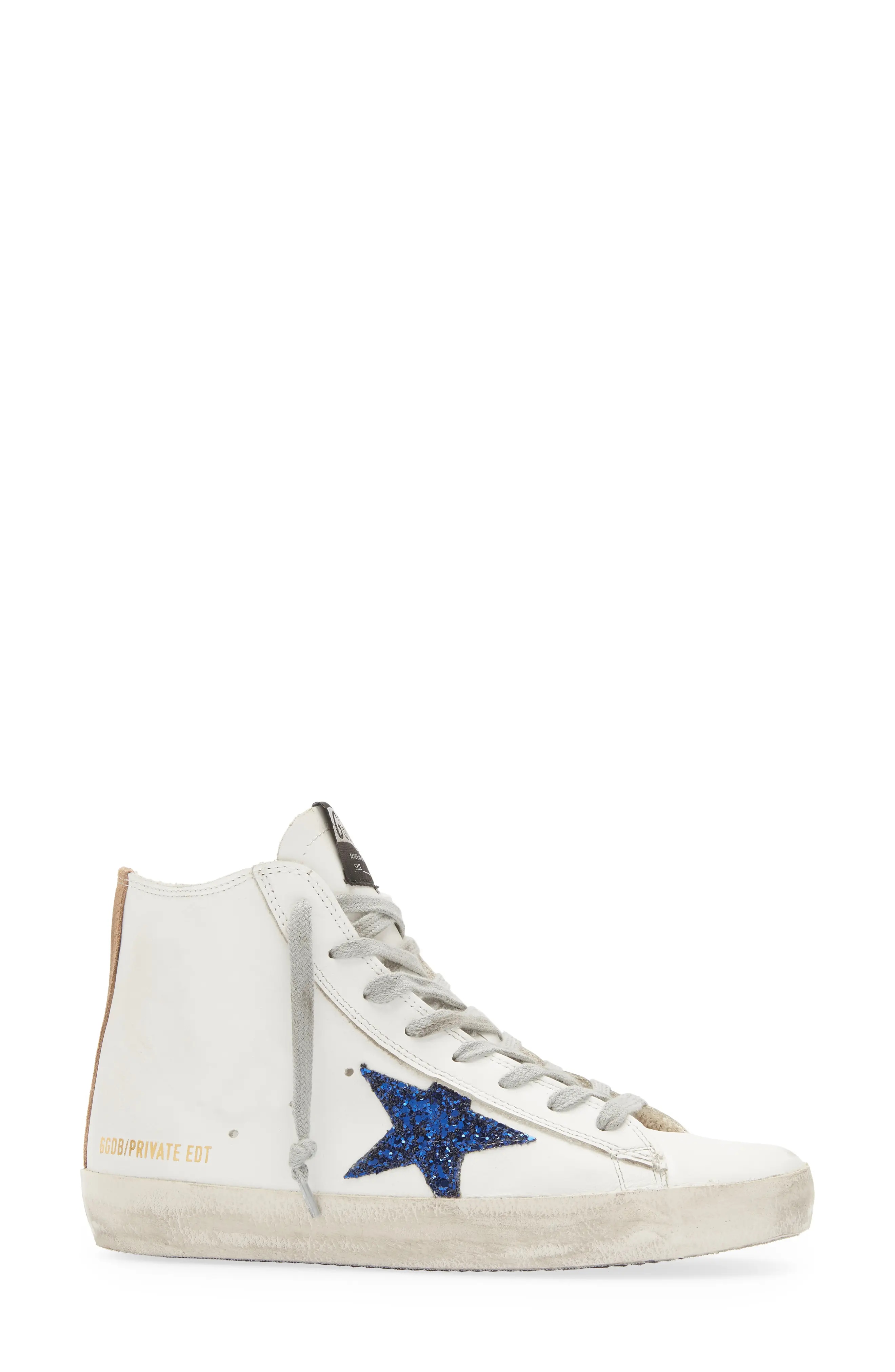 Francy High Top Sneaker in White/Navy Glitter - 3