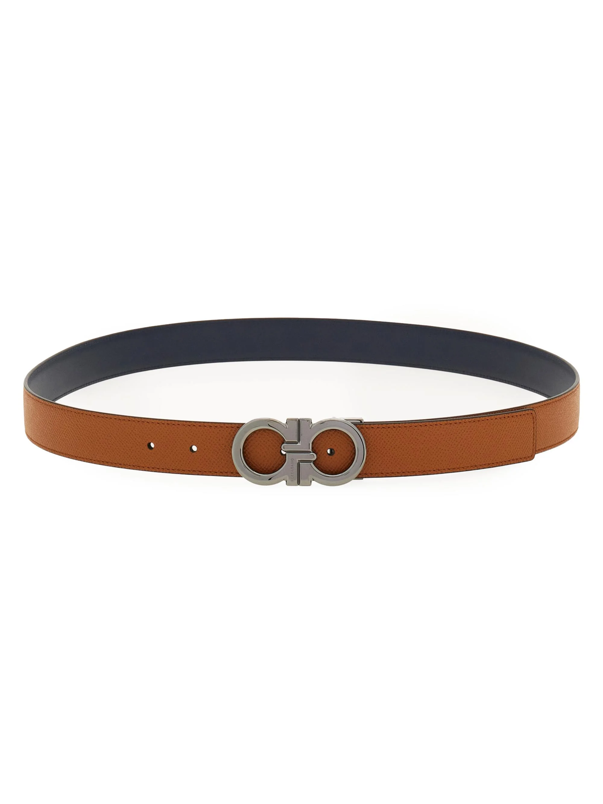 Men's Double Adjustable Reversible Leather Belt - Dark Brown - 1