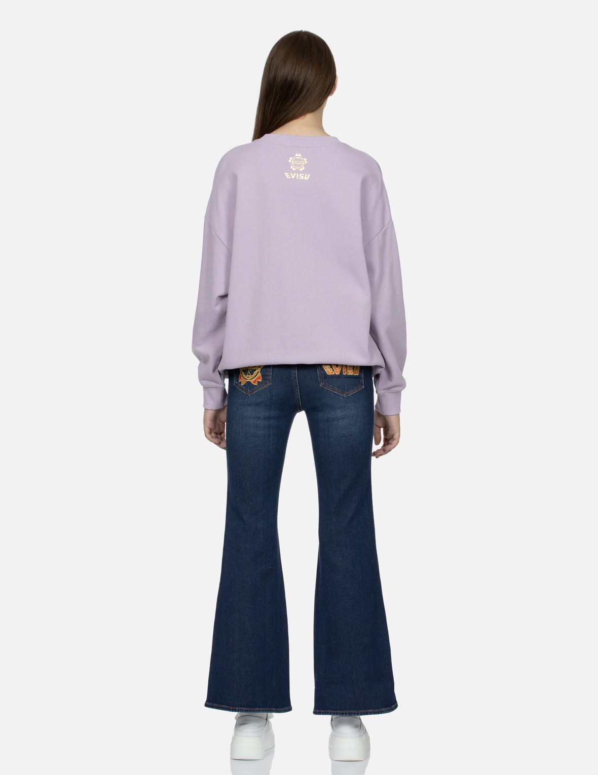 BROCADE KAMON AND LOGO BOOT CUT JEANS - 5