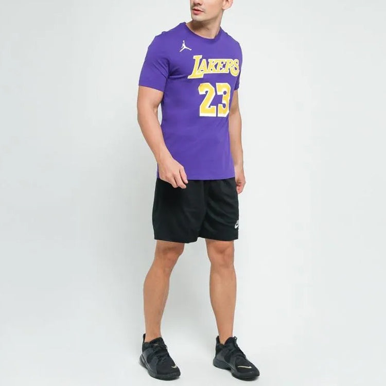 Air Jordan NBA Statement Edition Los Angeles Lakers LeBron James No. 23 Basketball Sports Short Slee - 6