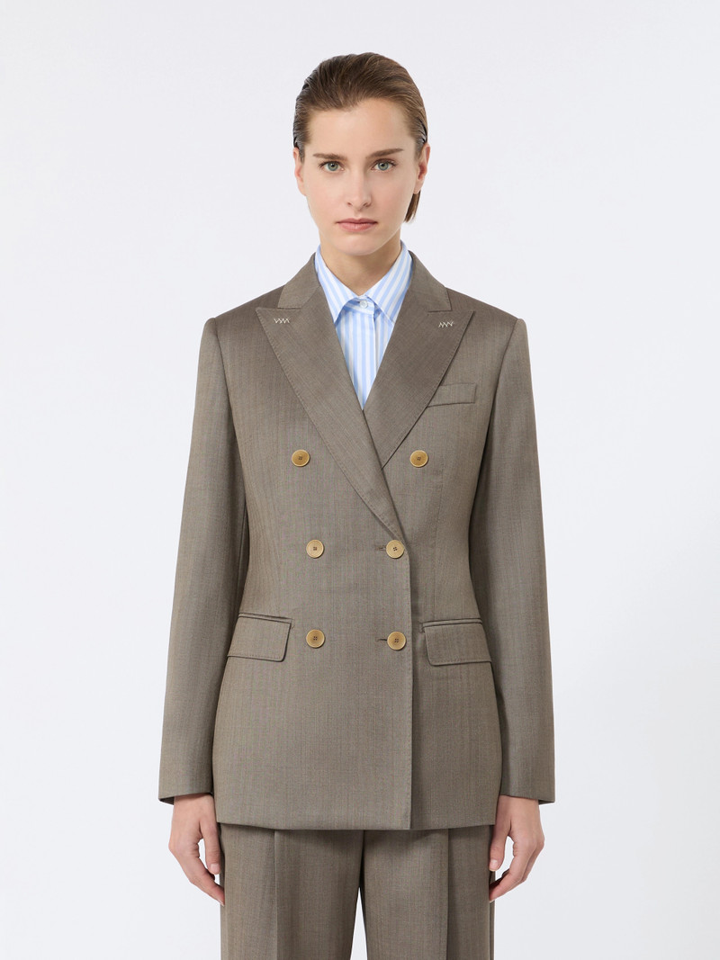 GATTINI Double-breasted wool and silk blazer - CAMEL 3