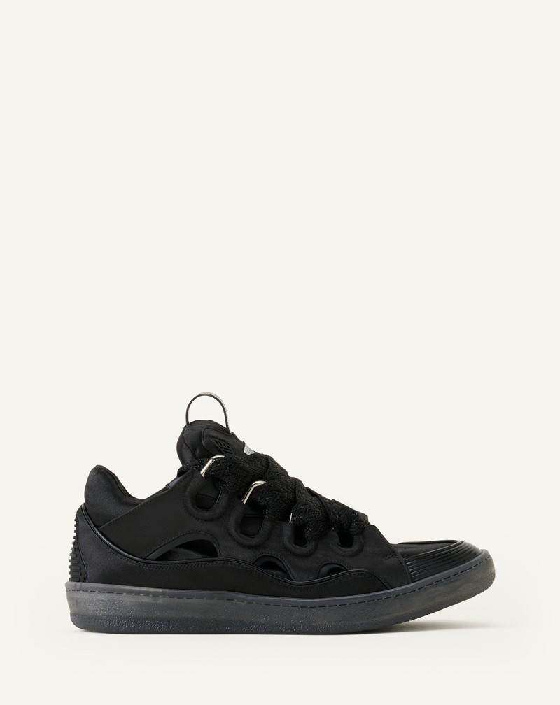 BLACK CURB SNEAKERS IN SATIN 1