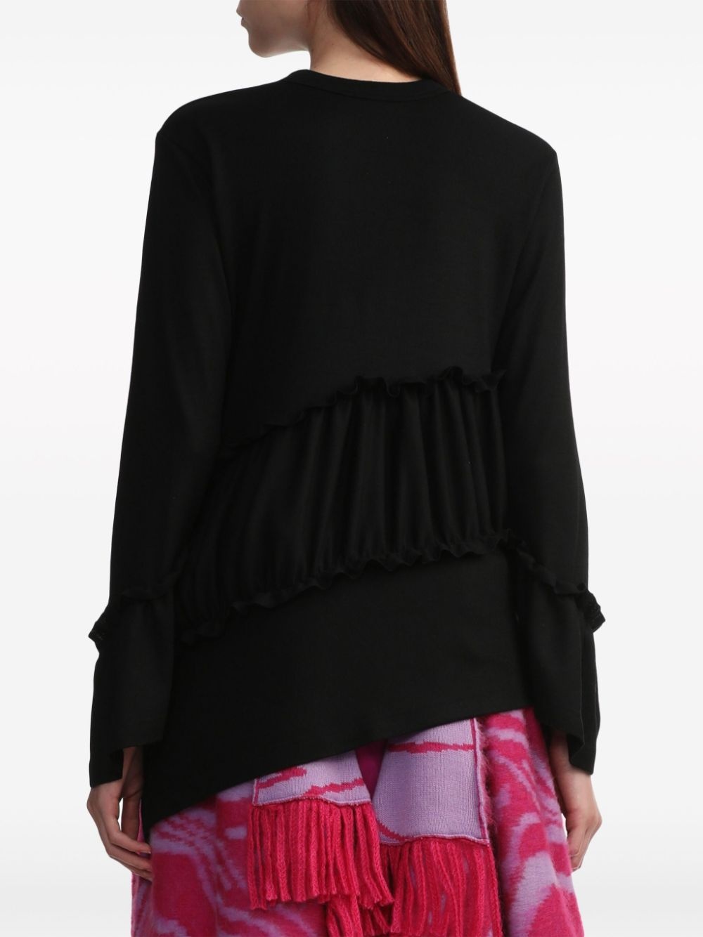 ruffled asymmetric wool sweatshirt - 4