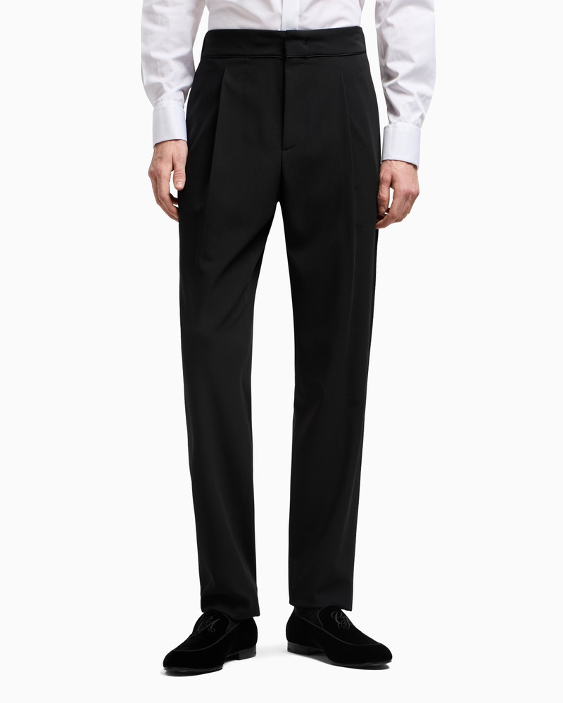 GIORGIO ARMANI SINGLE-PLEAT, PURE VIRGIN WOOL CRÊPE TROUSERS outlook