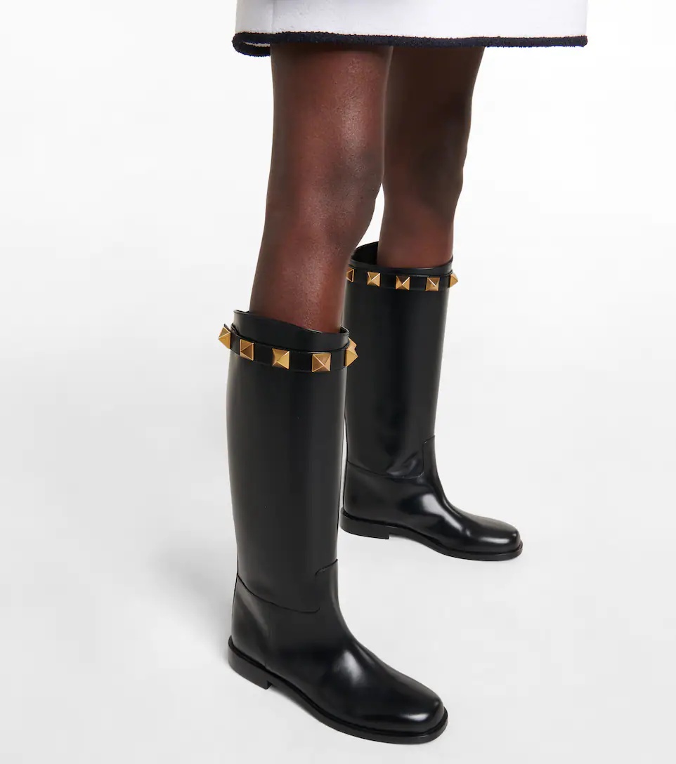 Roman Stud leather knee-high boots - 4