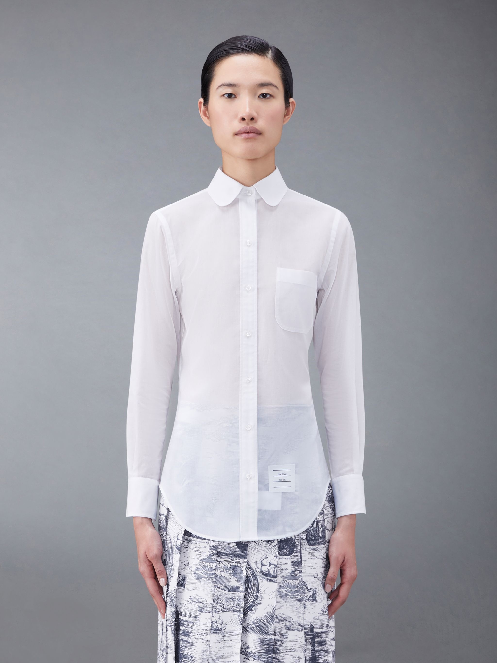 Cotton Voile Round Collar Shirt - 2