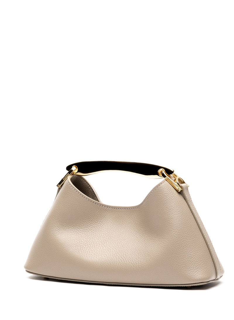 Elleme Mini Boomerang Pebbled Leather Taupe - Gold outlook