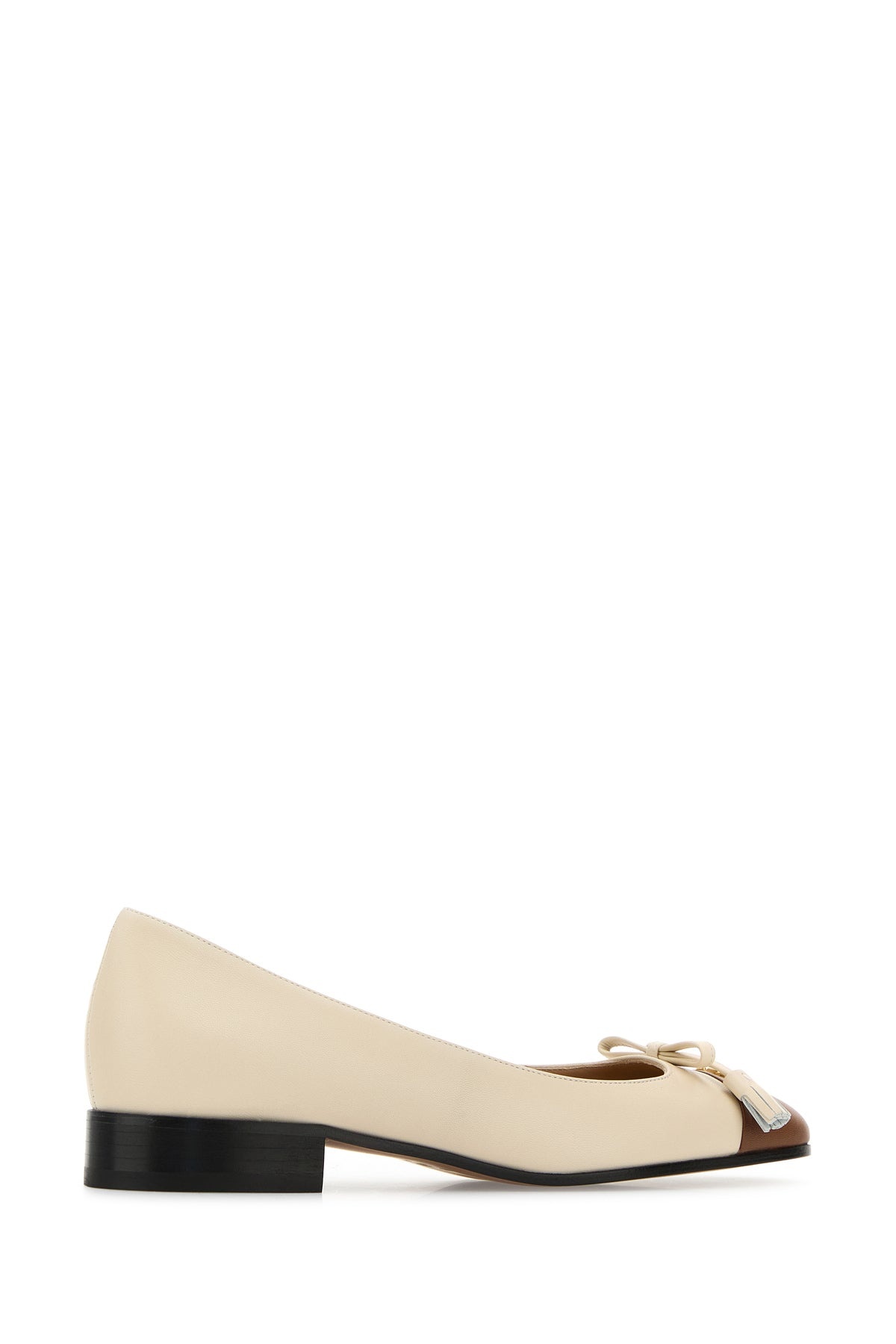 Ivory leather VLogo Signature ballerinas - 3