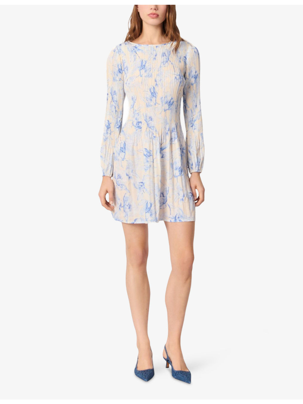 Floral-Print Long-Sleeve Pleated Woven Mini Dress - 2