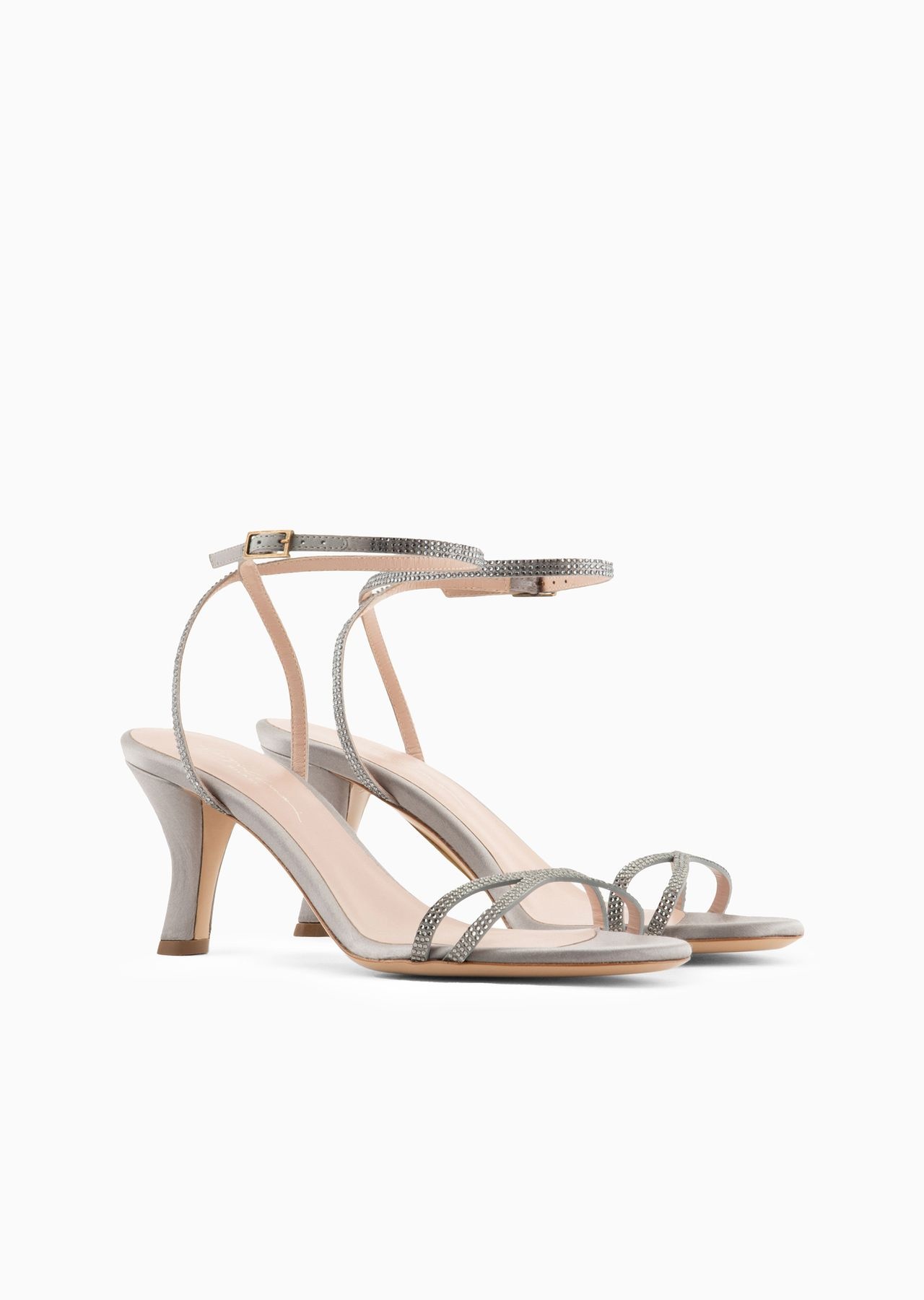 Satin and rhinestone heeled sandals - 2