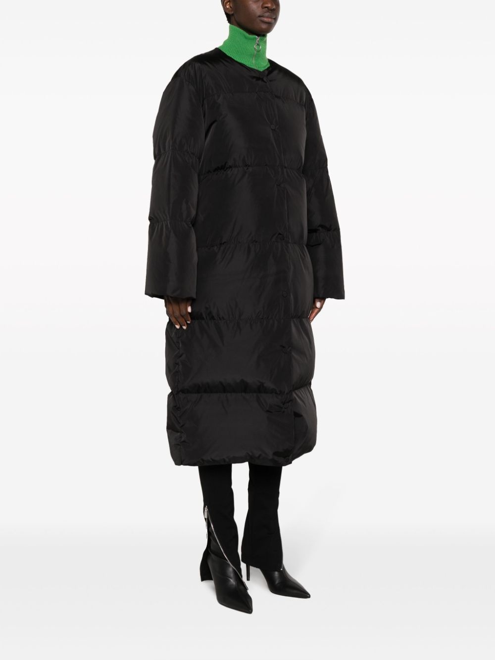Collarless puffer coat clearance