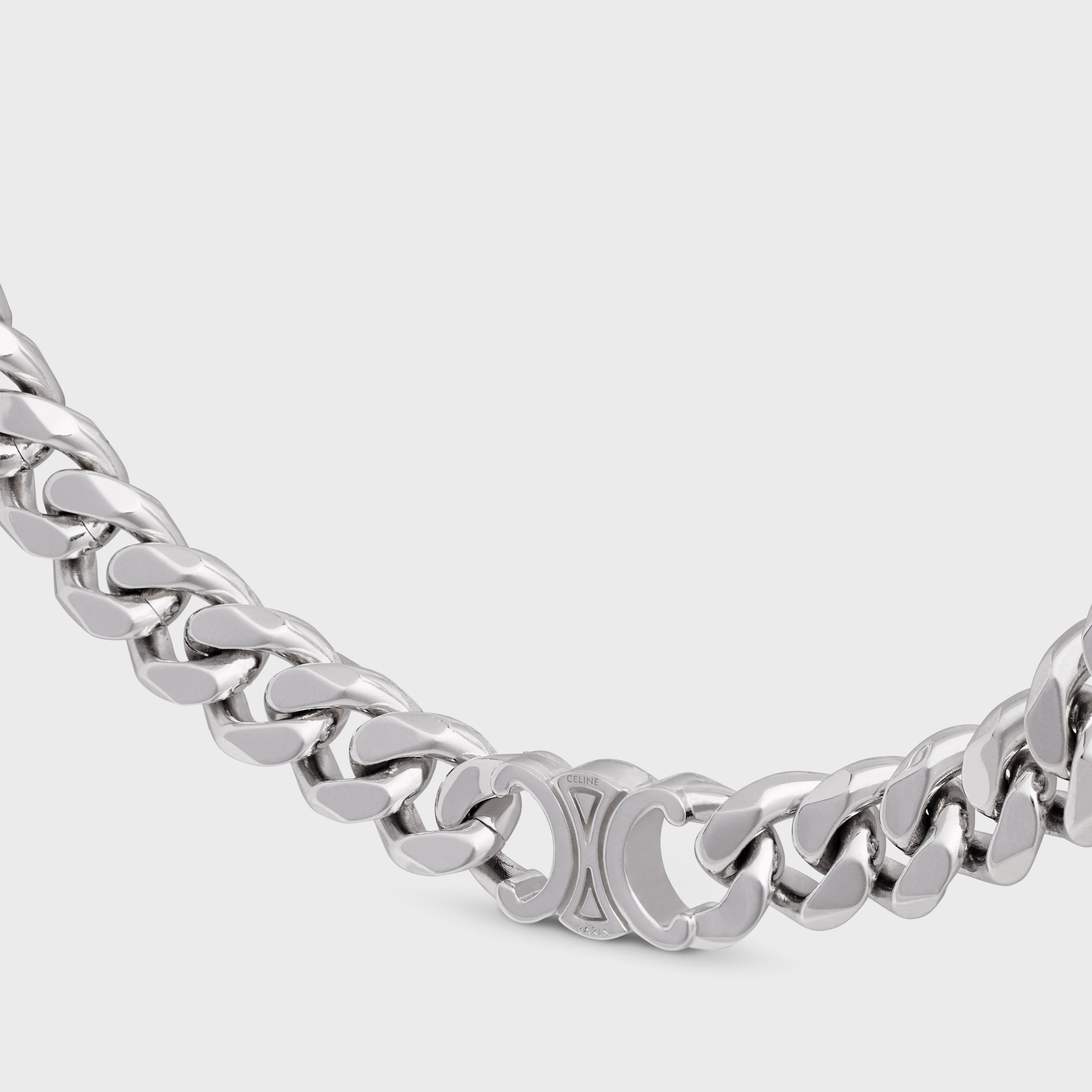 Triomphe Gourmette Necklace in Brass with Rhodium Finish - 2