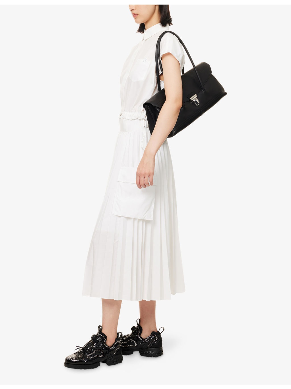 Pleated Wrap-Front Woven Midi Skirt - 2