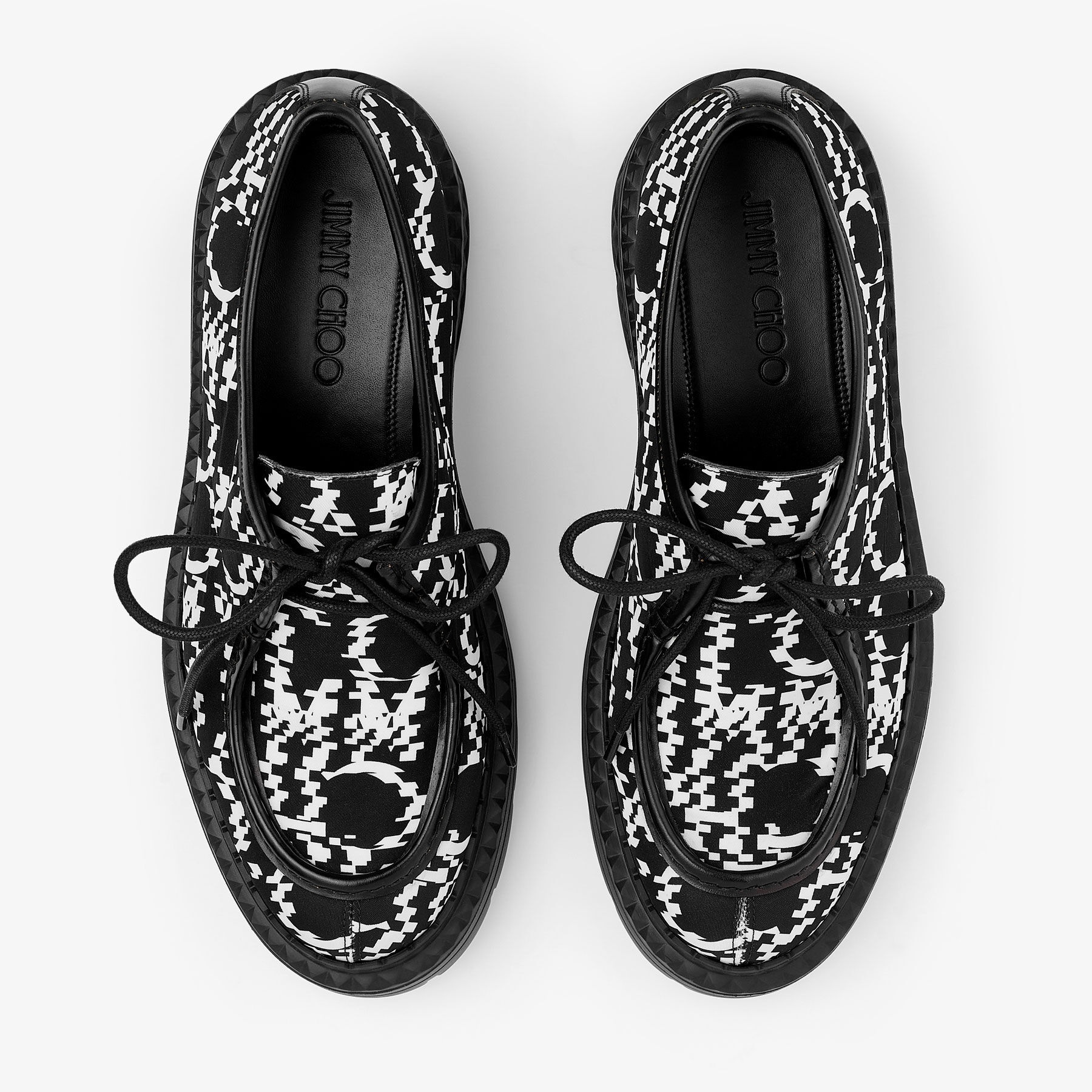 Marlow Moccasin
Black and White Nylon Moccasins with Distorted Jimmy Choo Print - 4