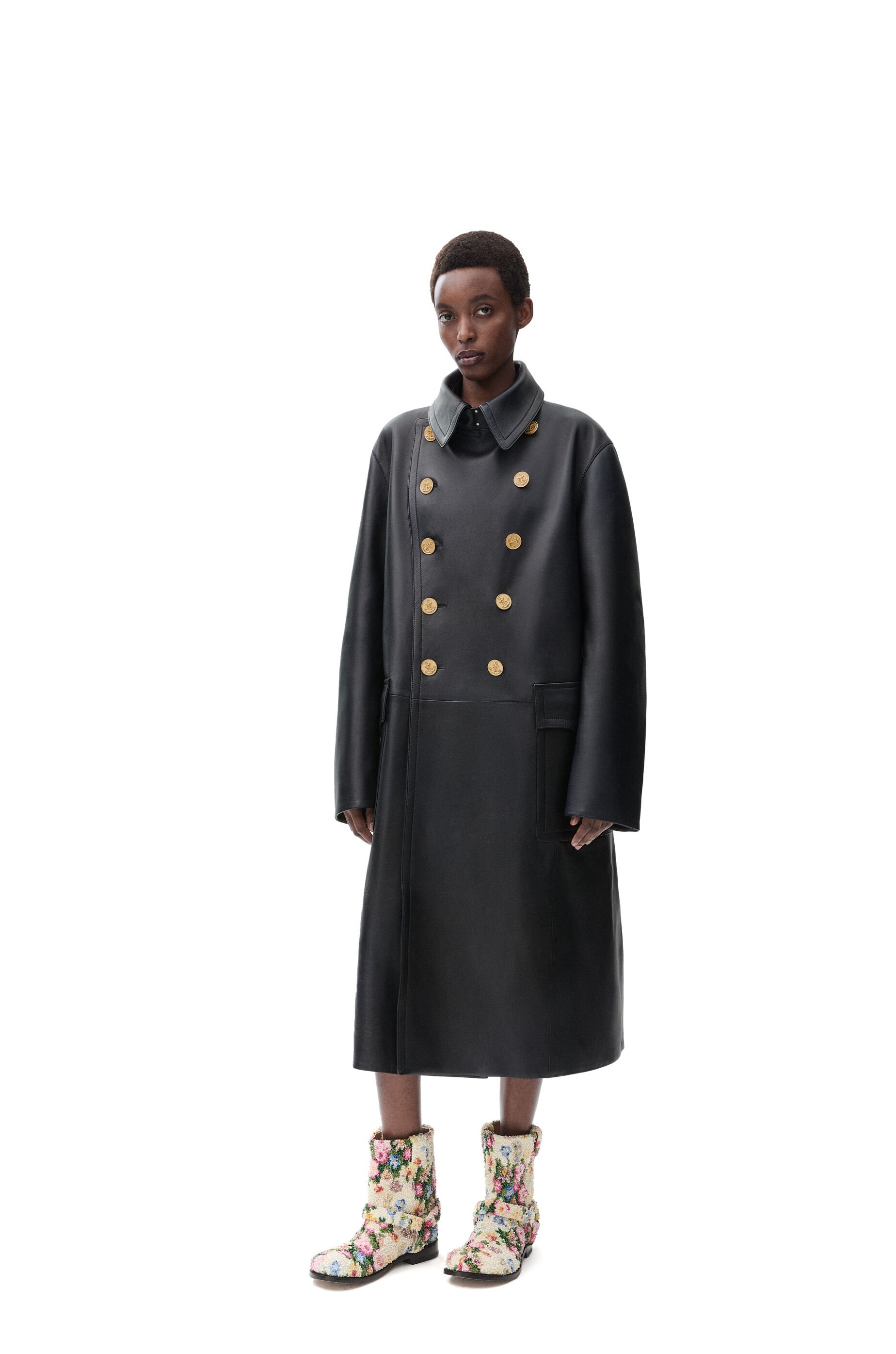 Double-breasted coat in nappa lambskin - 2