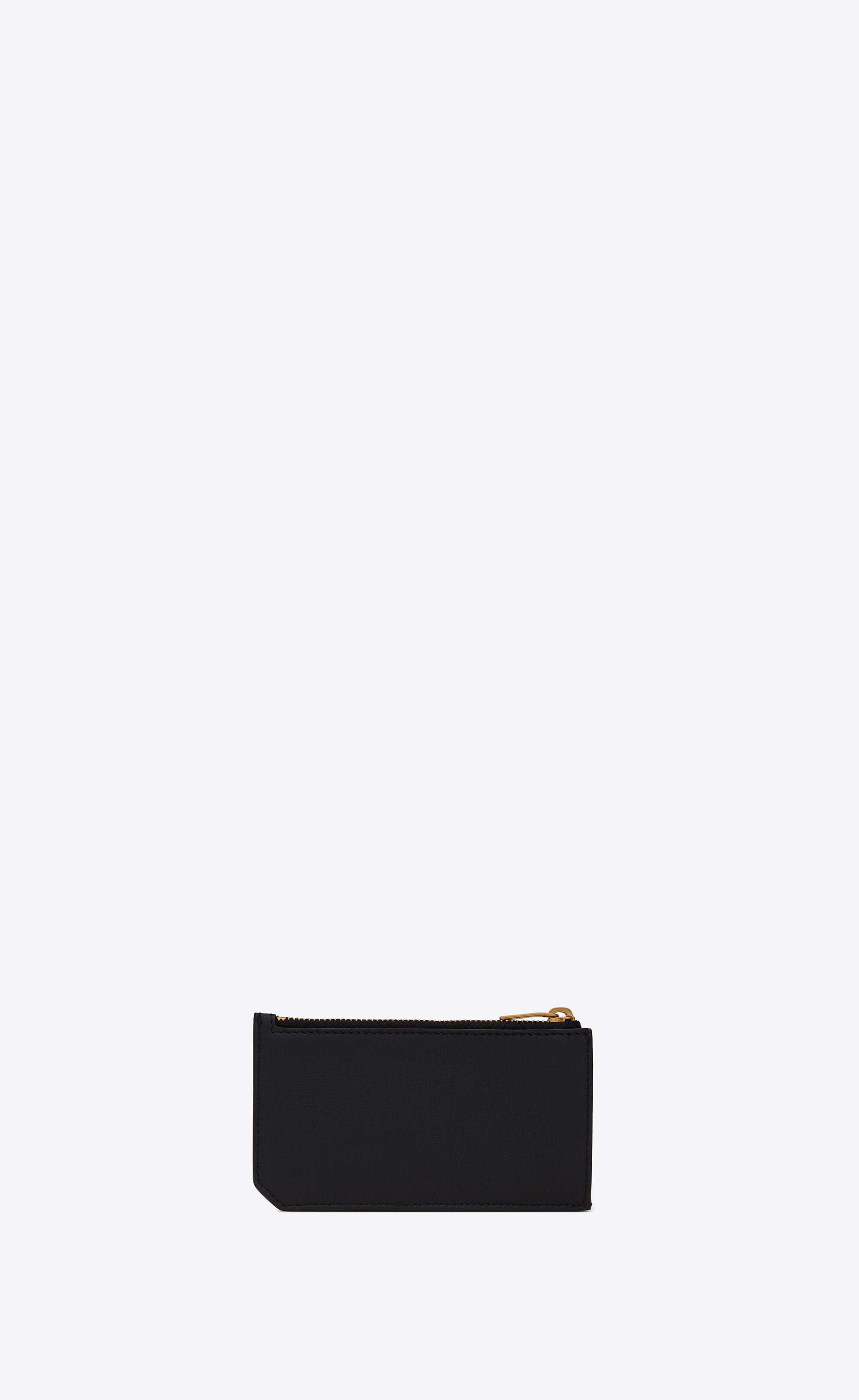 tiny cassandre fragments zipped card case in grained leather - 2