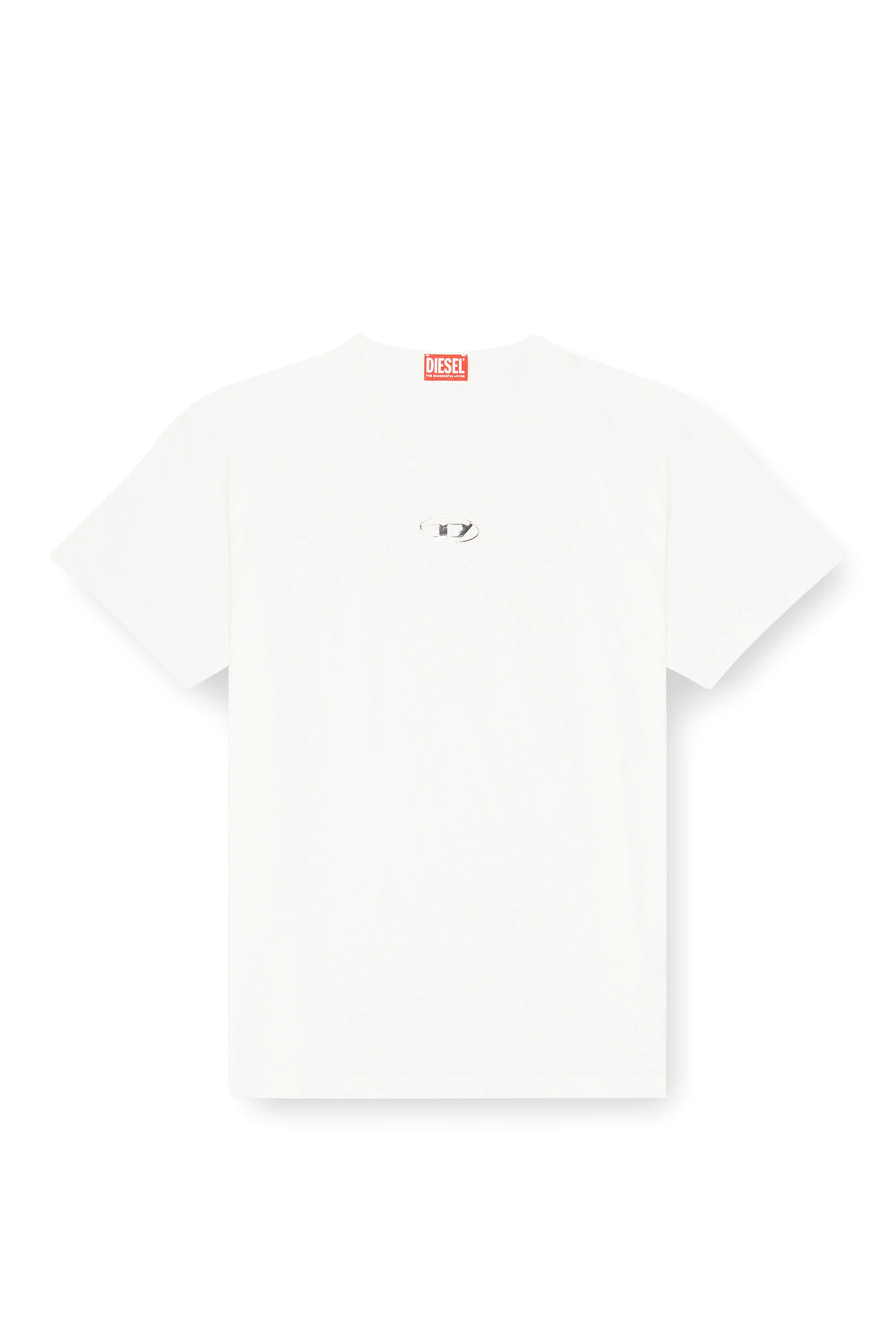 LIGHT COTTON T-SHIRT WITH METALLIC OVAL D LOGO - 1