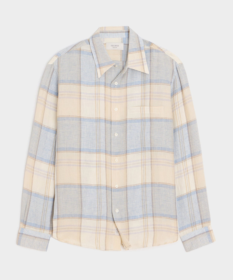 Italian Linen Plaid Big Shirt 1