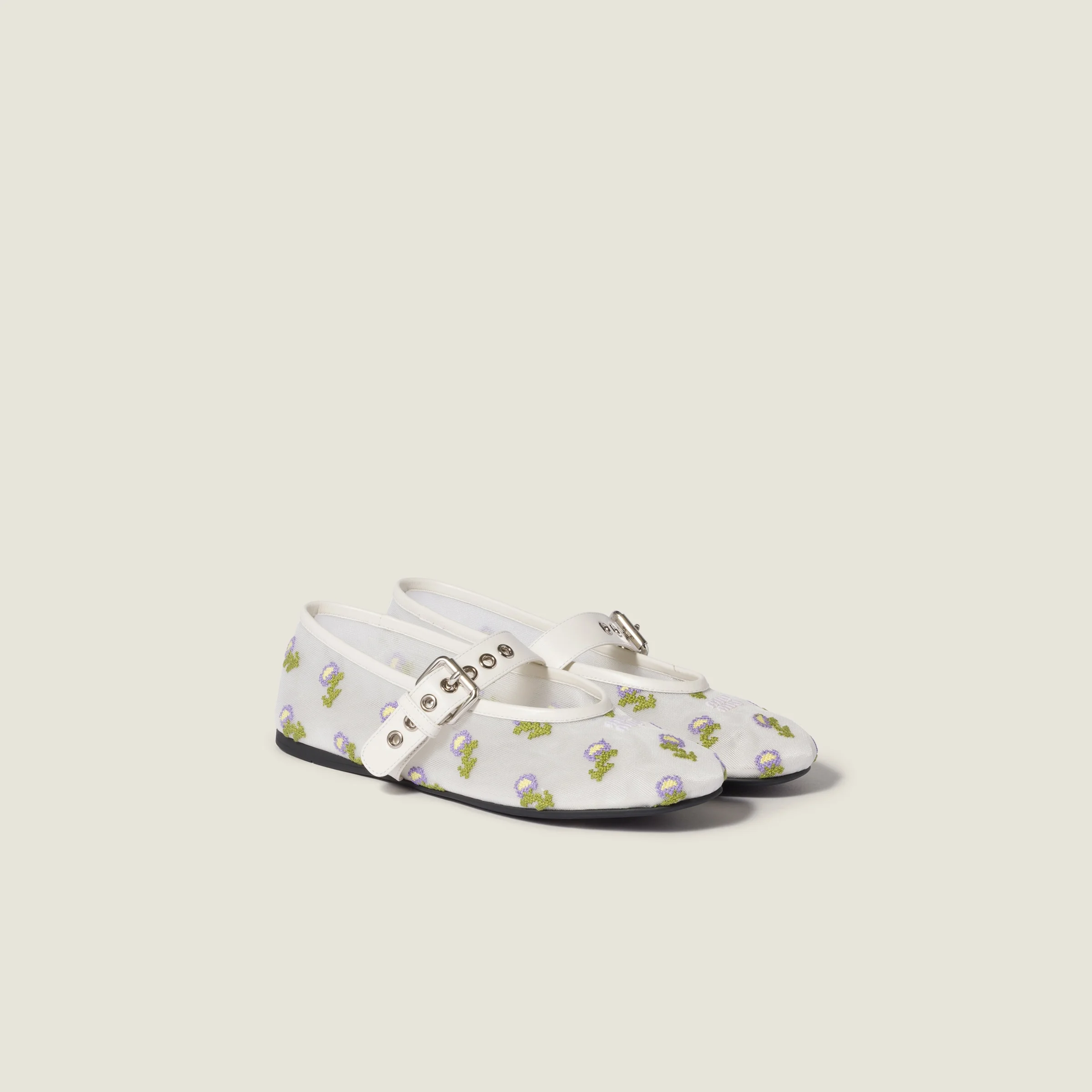Embroidered mesh ballerinas - 1