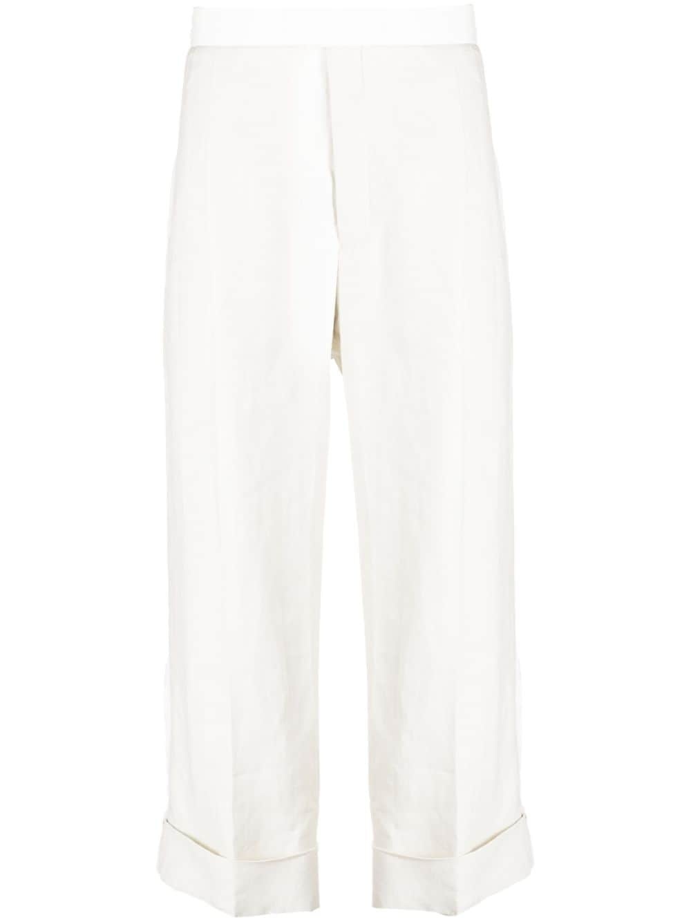 turn-up linen trousers - 1