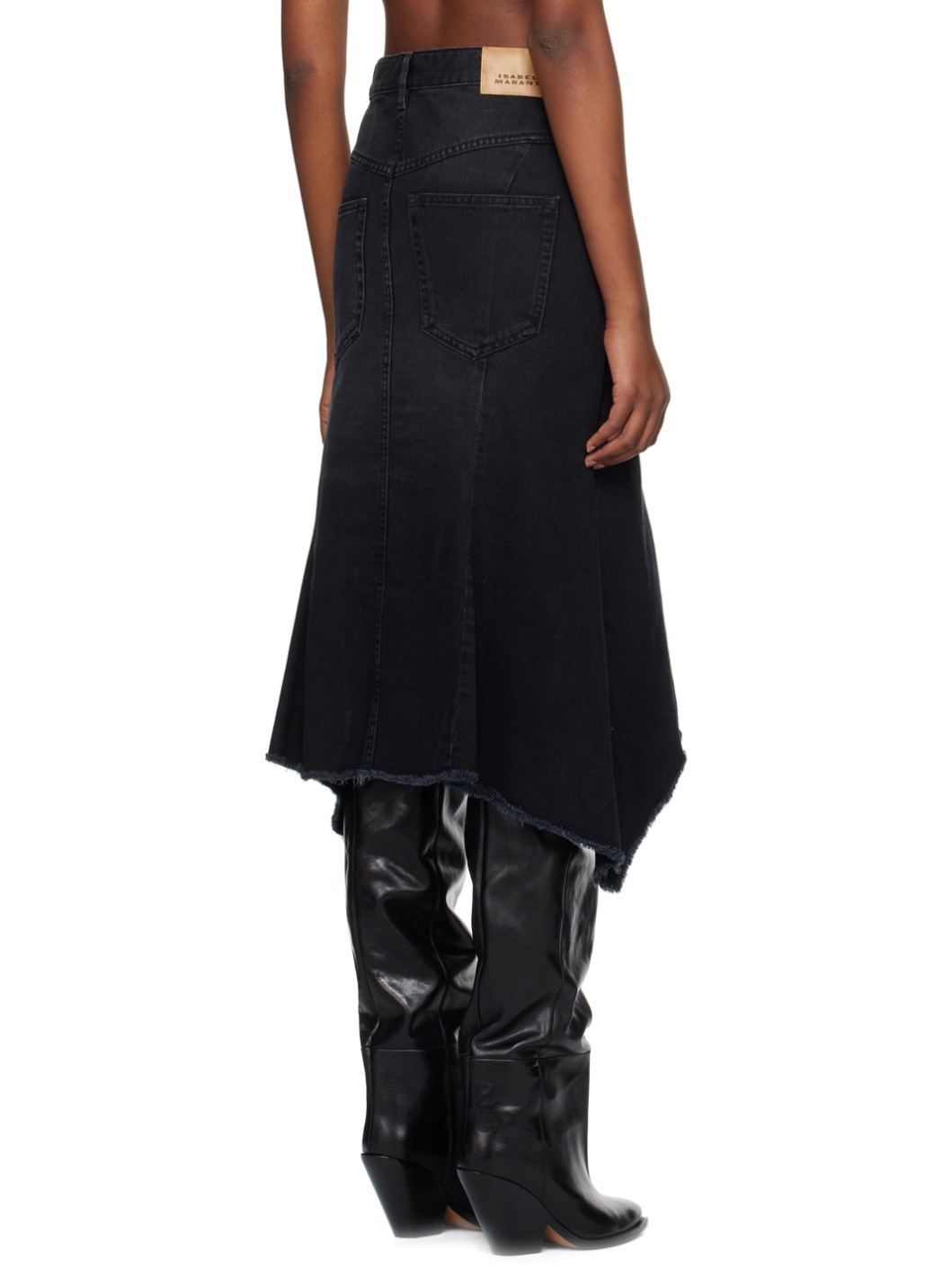 Black Nyda Denim Midi Skirt - 3