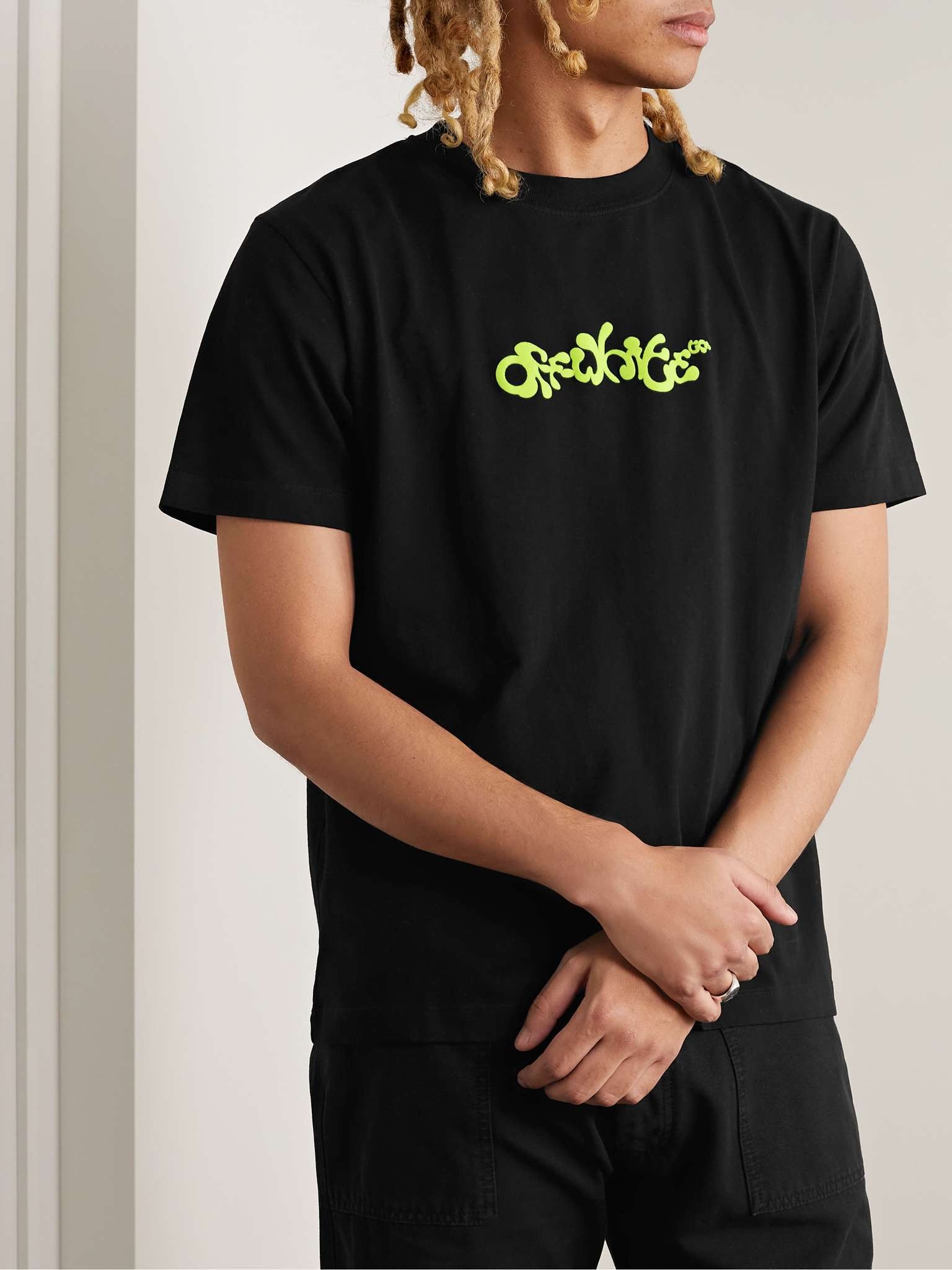 Logo-Flocked Cotton-Jersey T-Shirt - 3