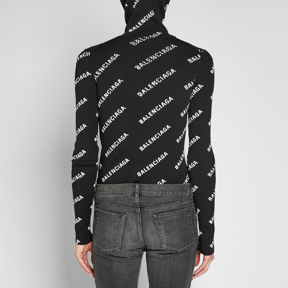 Balenciaga All Over Logo Print Hoody - 4