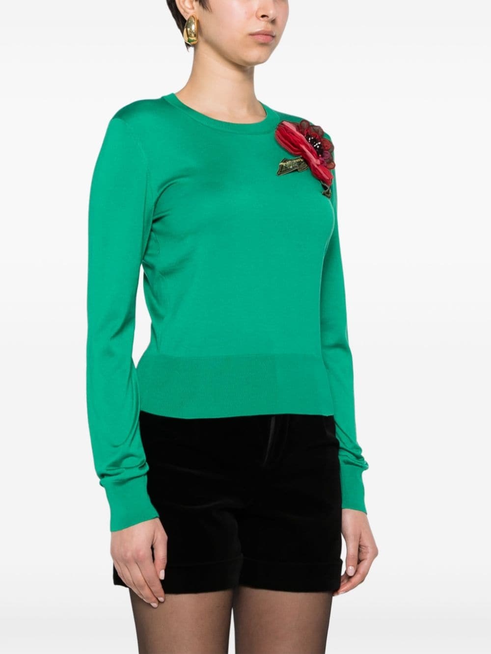 floral-appliquÃ© silk jumper - 3