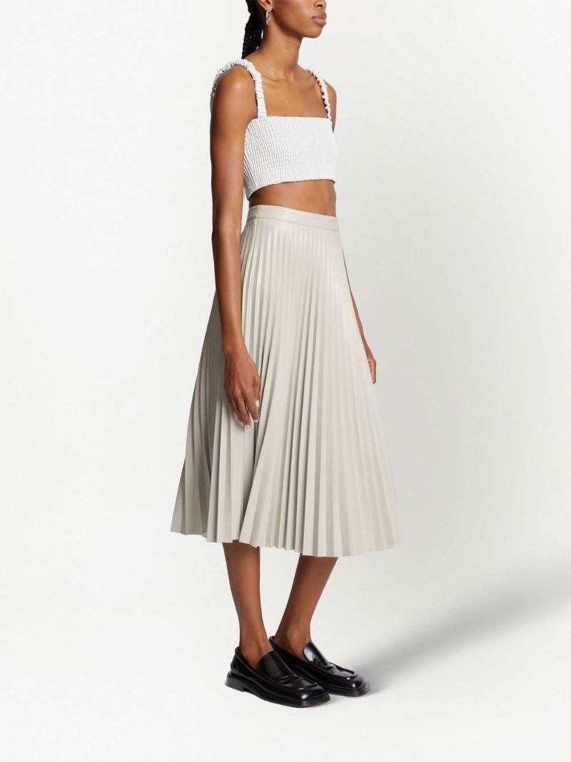 pleated faux-leather skirt - 4