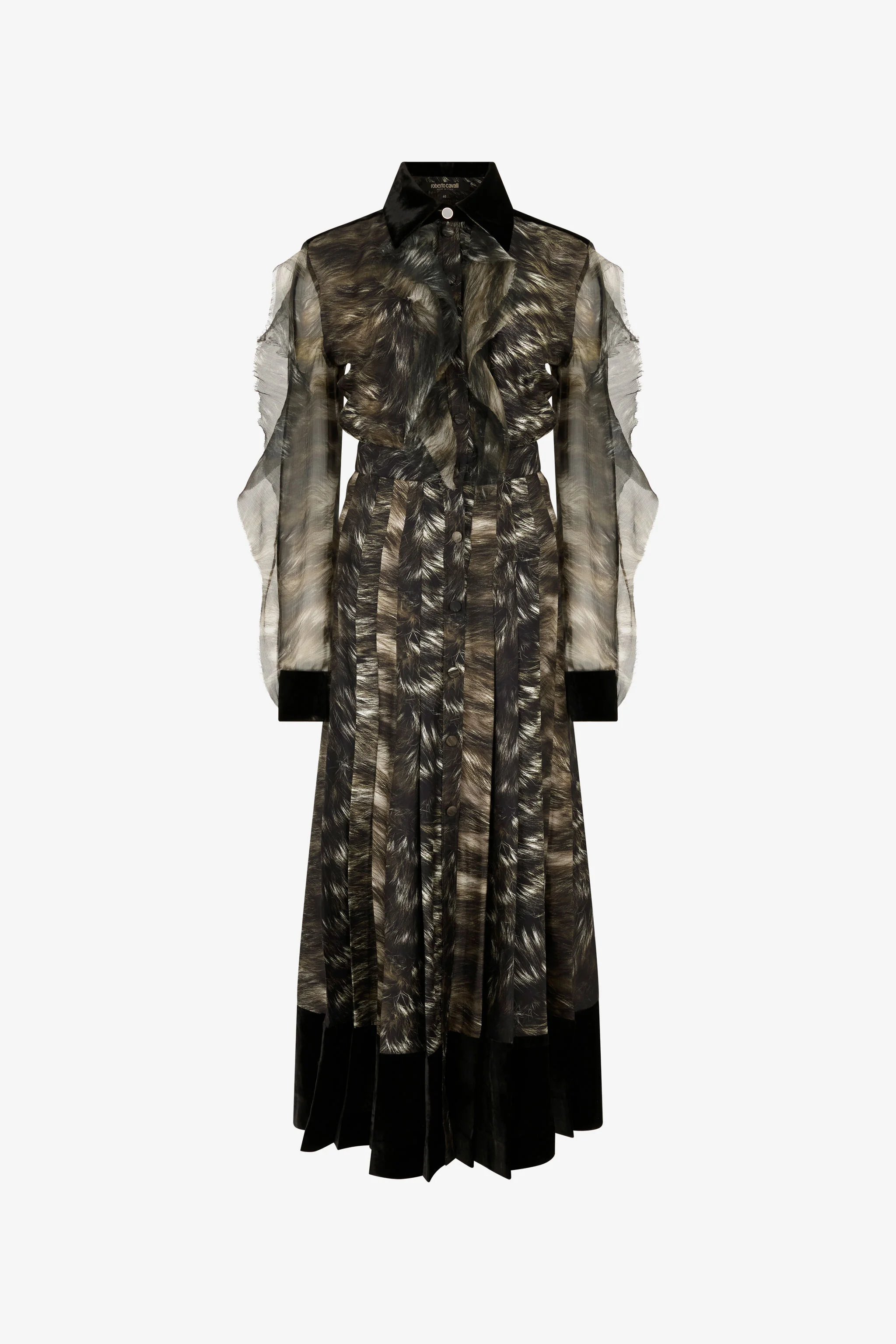 Midi Dress in Silk with Fur Print - 1