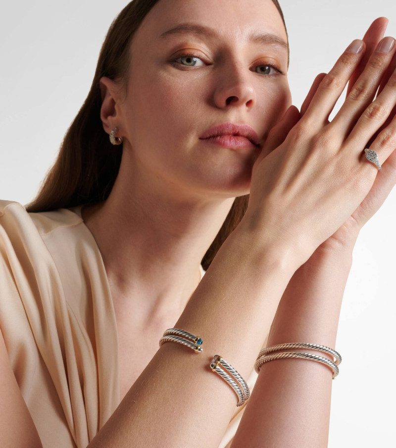 DAVID YURMAN Cable Flex sterling silver and 14kt gold cuff bracelet outlook