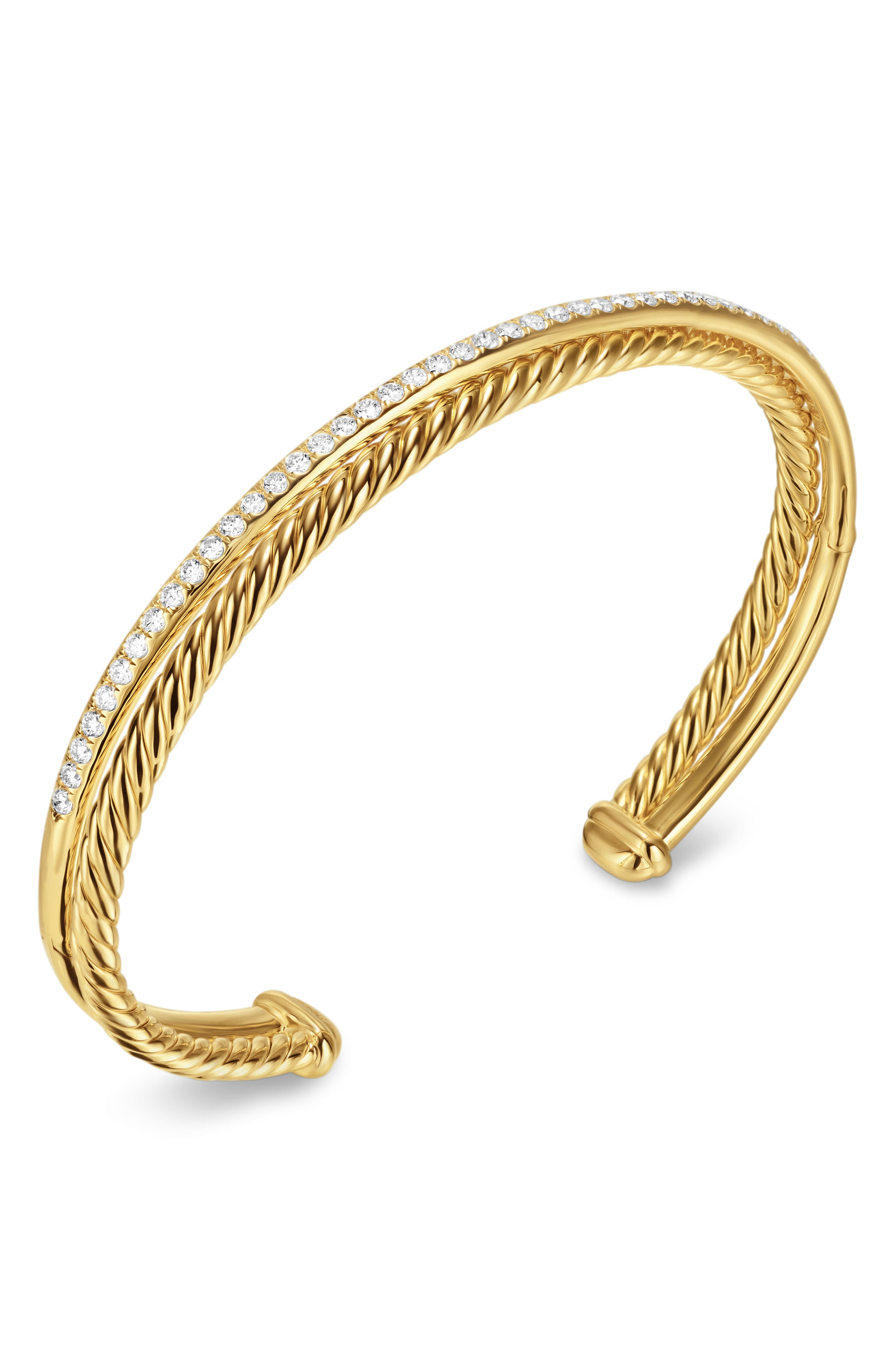David Yurman Crossover Two-Row Bracelet in 18K Yellow Gold with Diamonds, 6mm in 18K Gold at Nordstr - 4