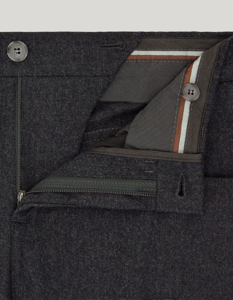 CHARCOAL GRAY FIVE POCKET FLANNEL IMPECCABILE WOOL PANTS 6