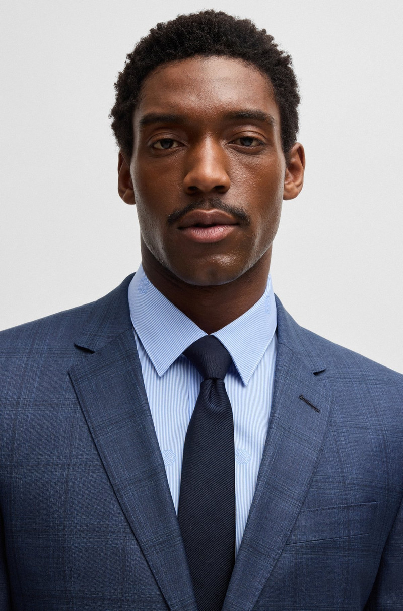 SLIM-FIT SUIT IN CHECKED WOOL AND SILK 4