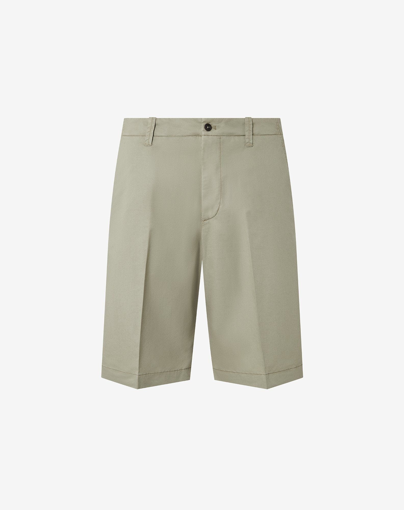 Khaki stretch satin Bermuda shorts - 1