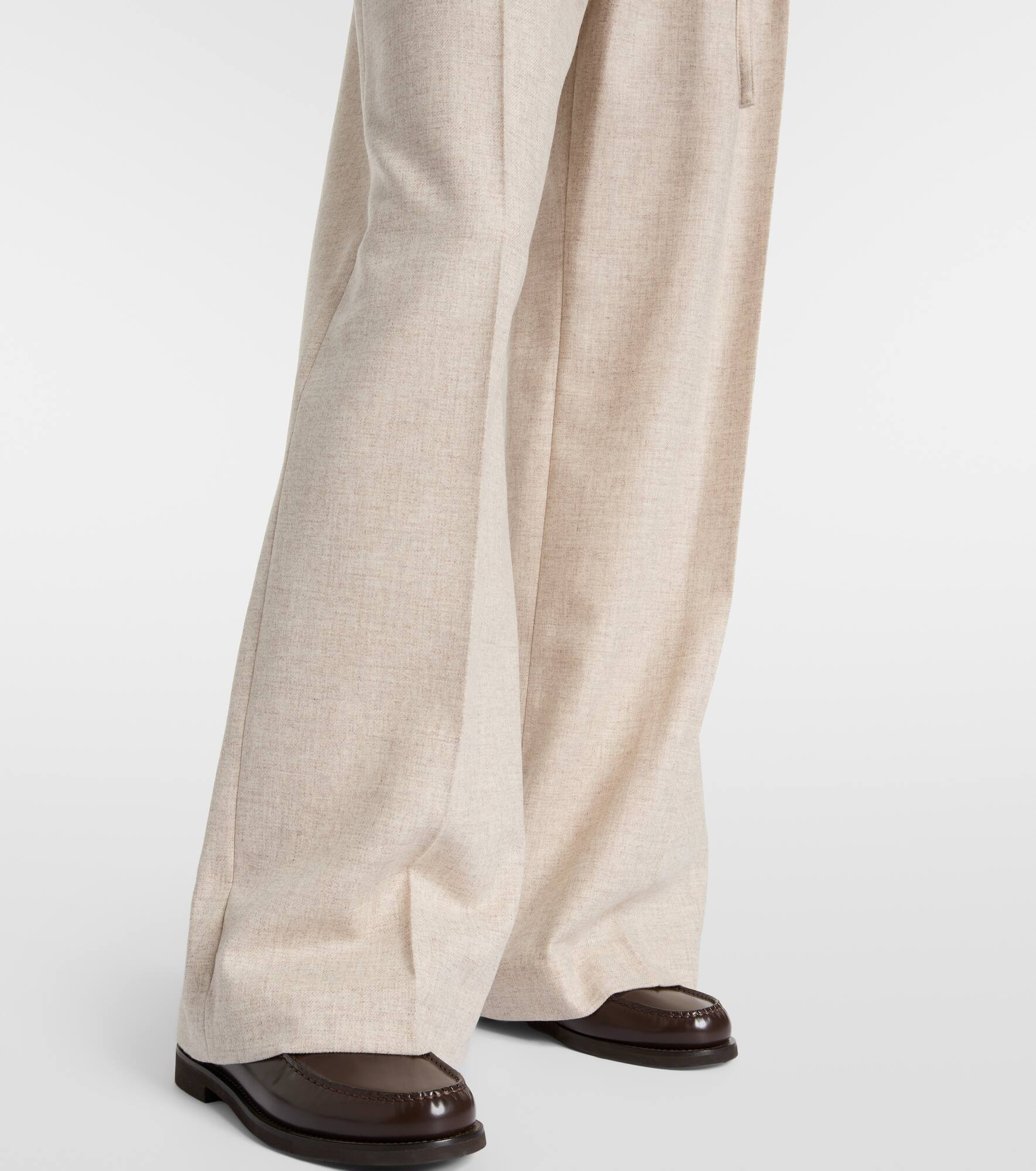 Belted wool and cashmere wide-leg pants - 5