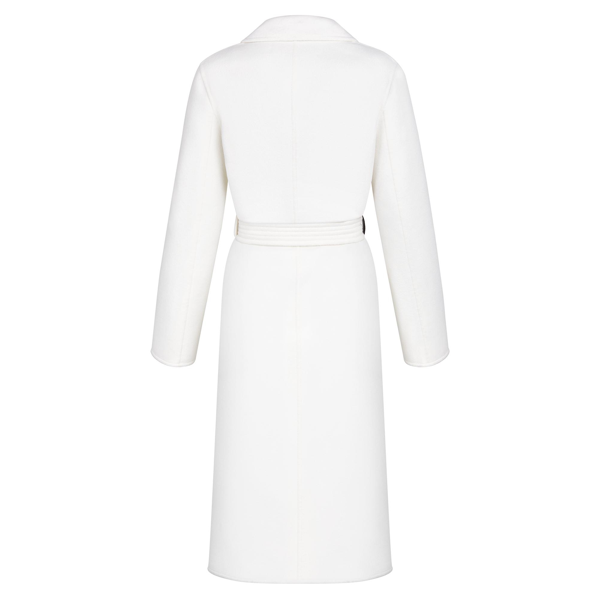 Belted White Wrap Coat In Wool, Cashmere And Angora - 3