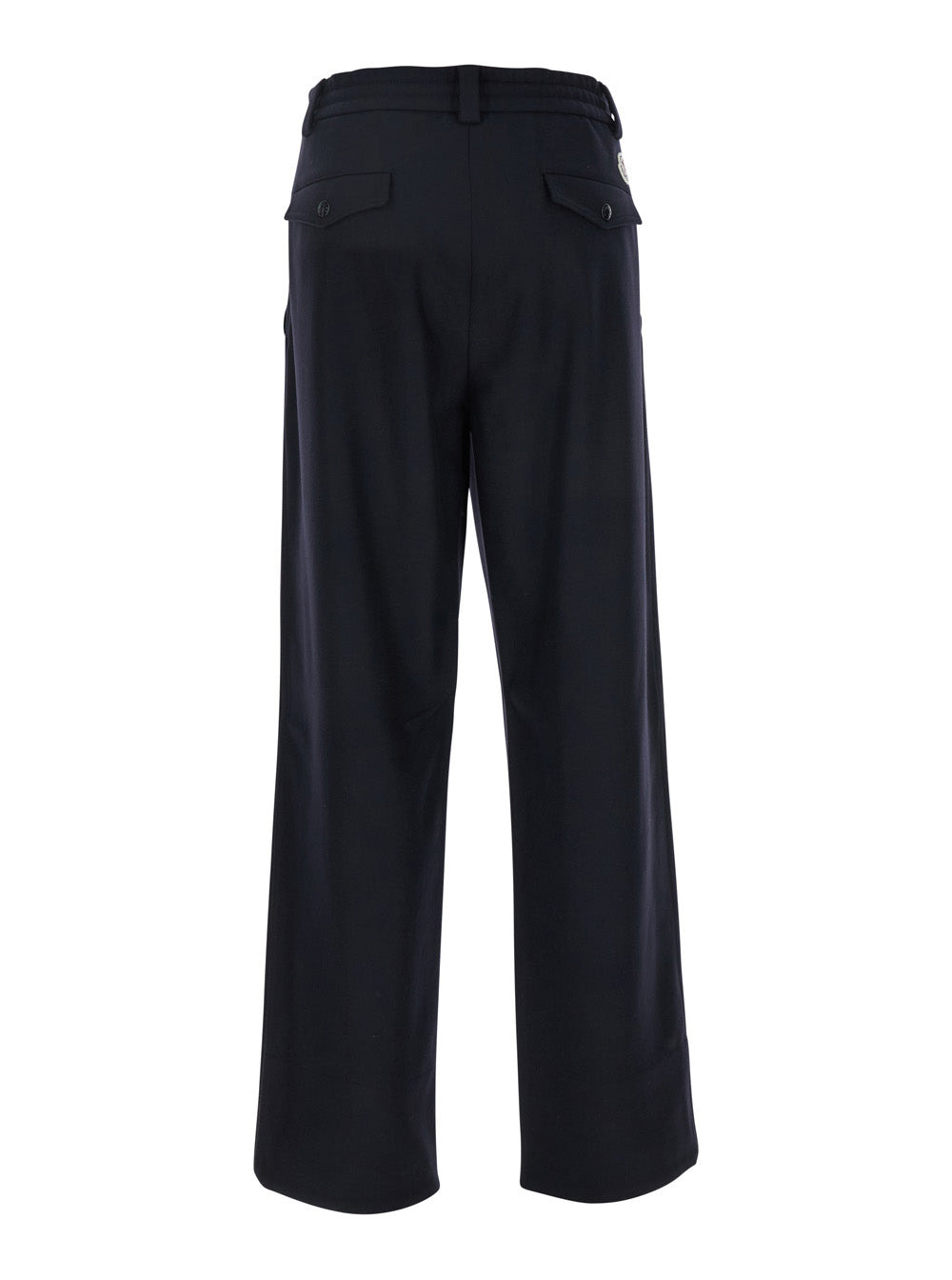 Moncler Men Blue Pants With Drawstring Elastic Waist And Logo Patch On The Rear In Wool Man - 2