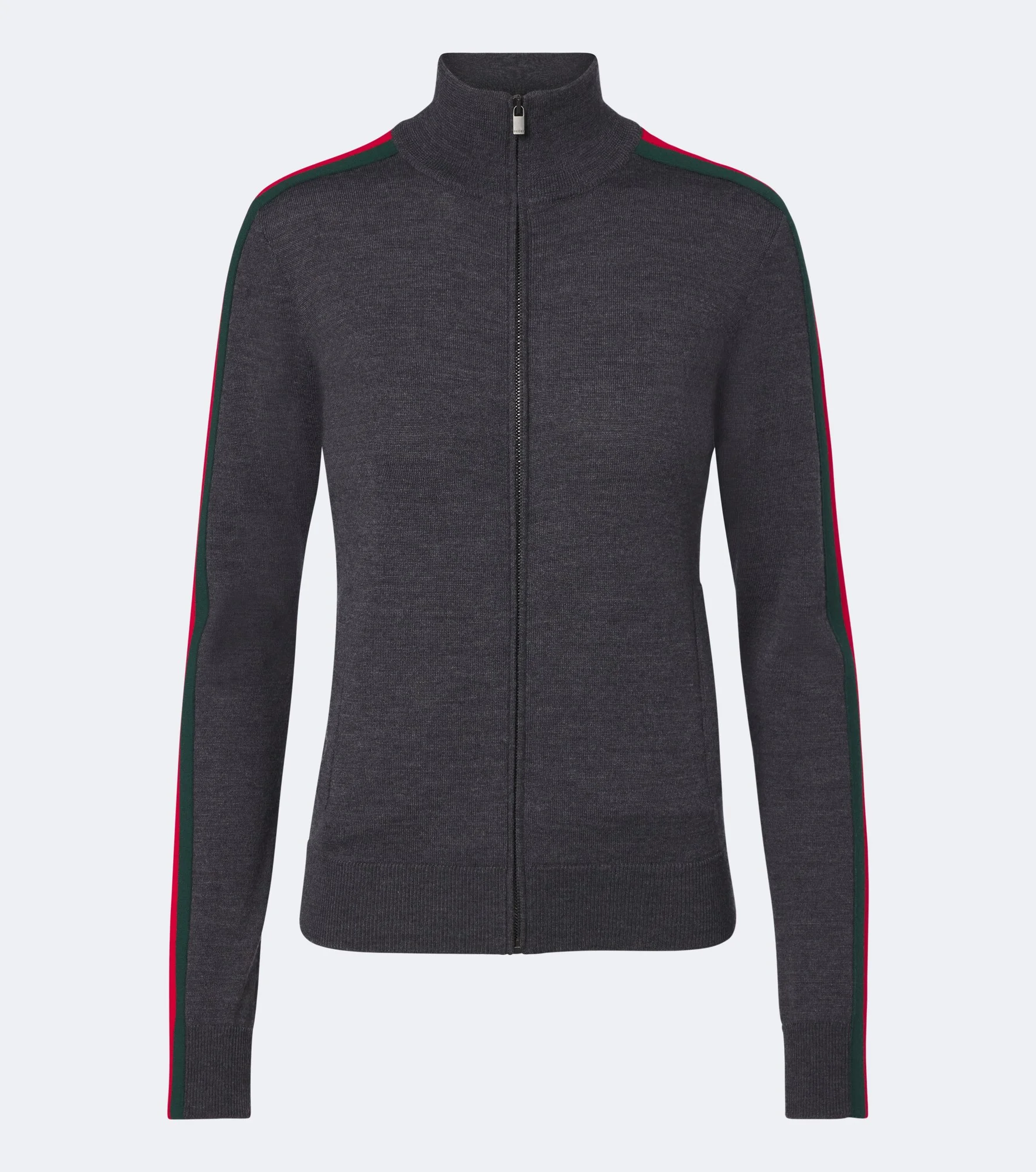 Web Stripe wool zip-up cardigan - 1