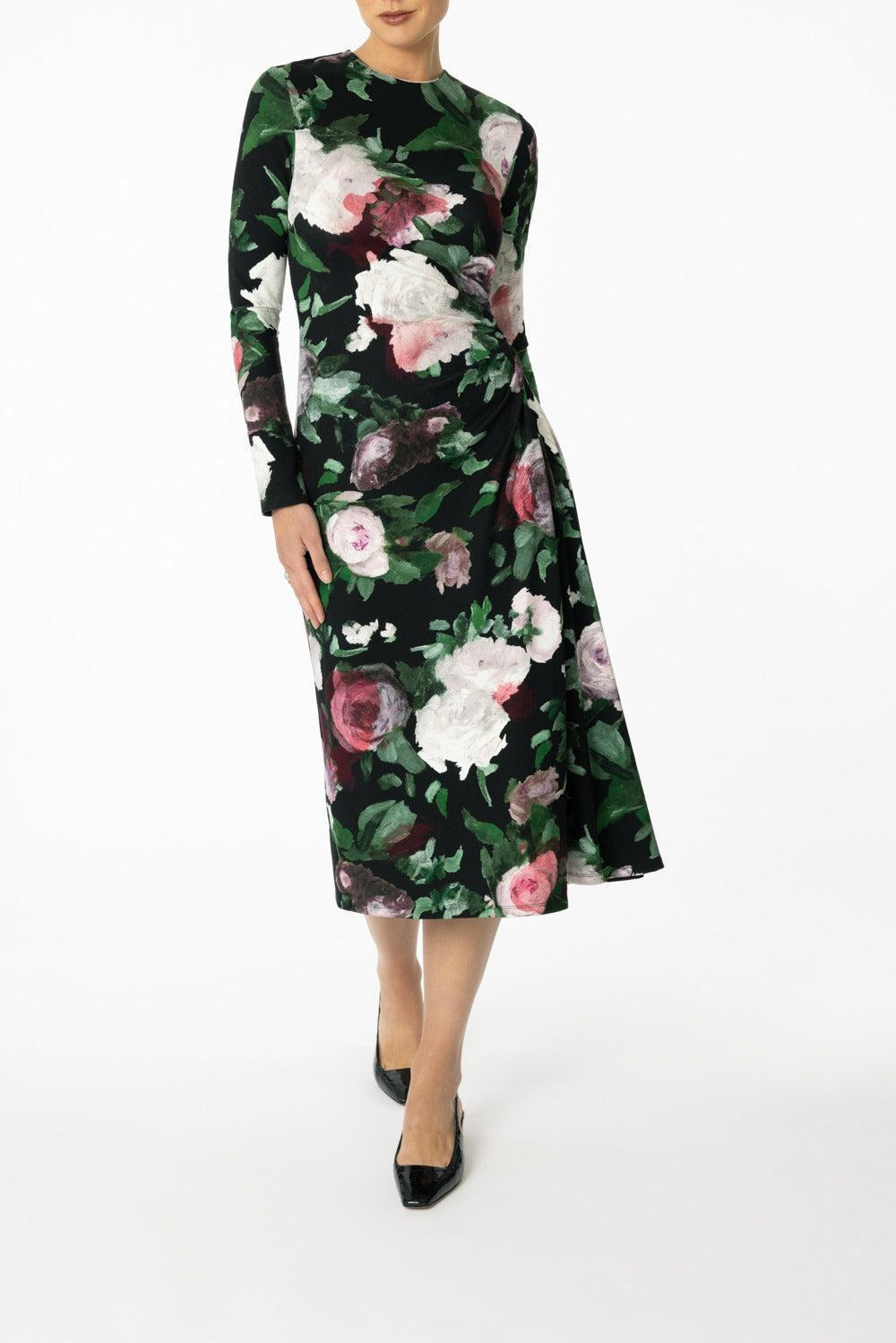 Long Sleeve Draped Dress - 2