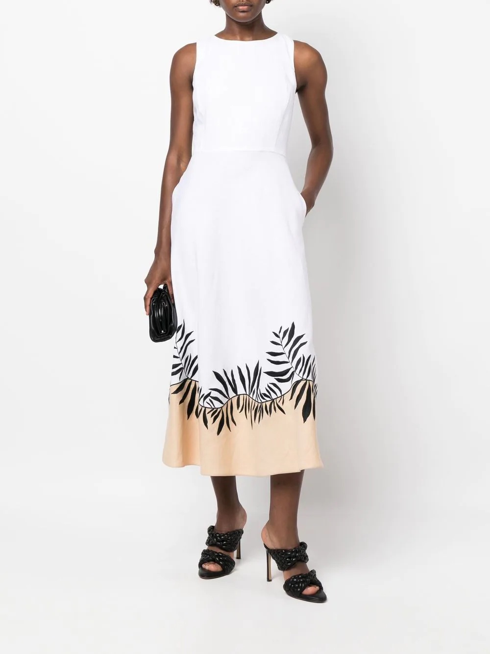 botanical print linen midi dress - 2