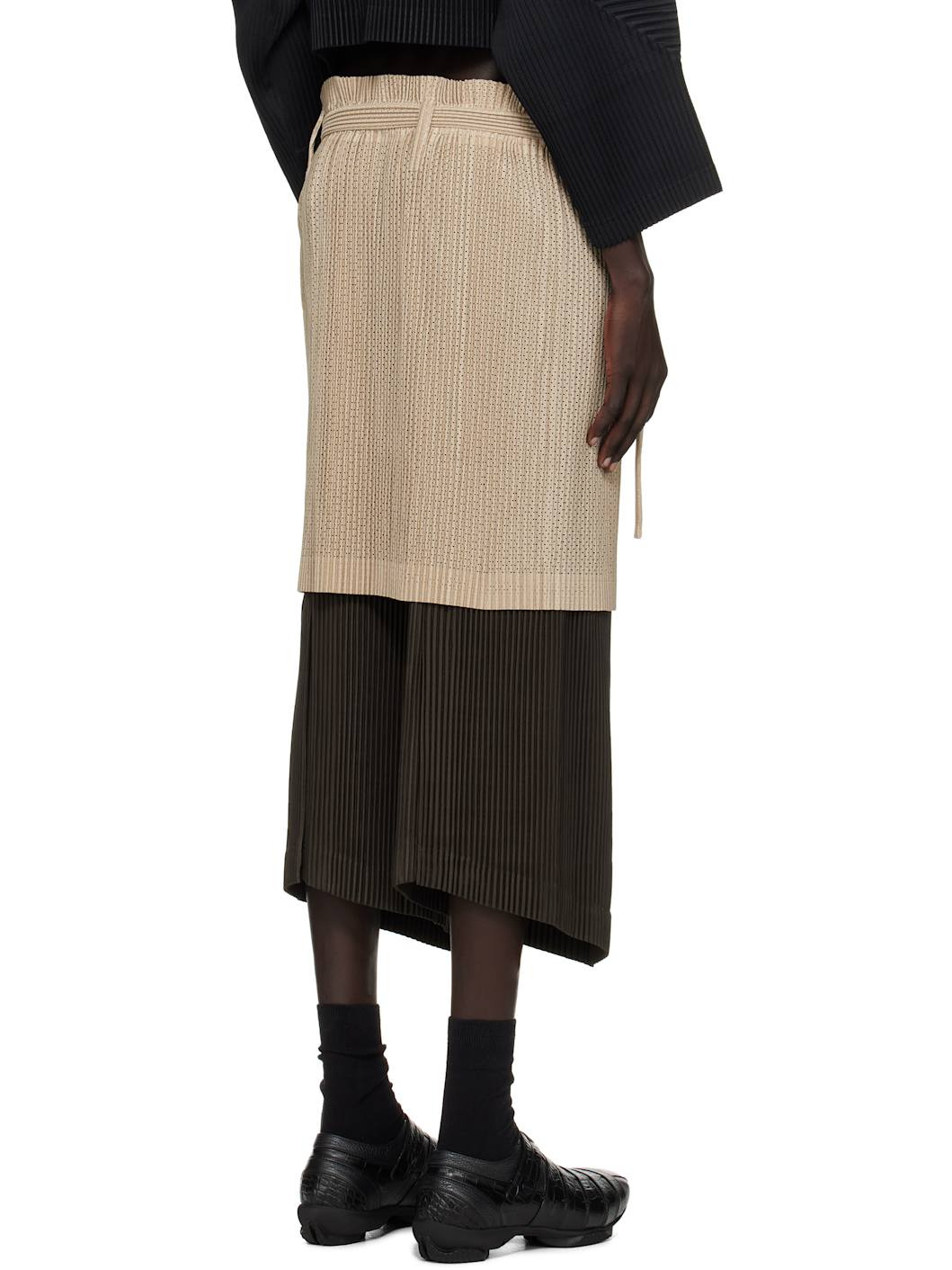 Beige Light Mesh Miniskirt - 3