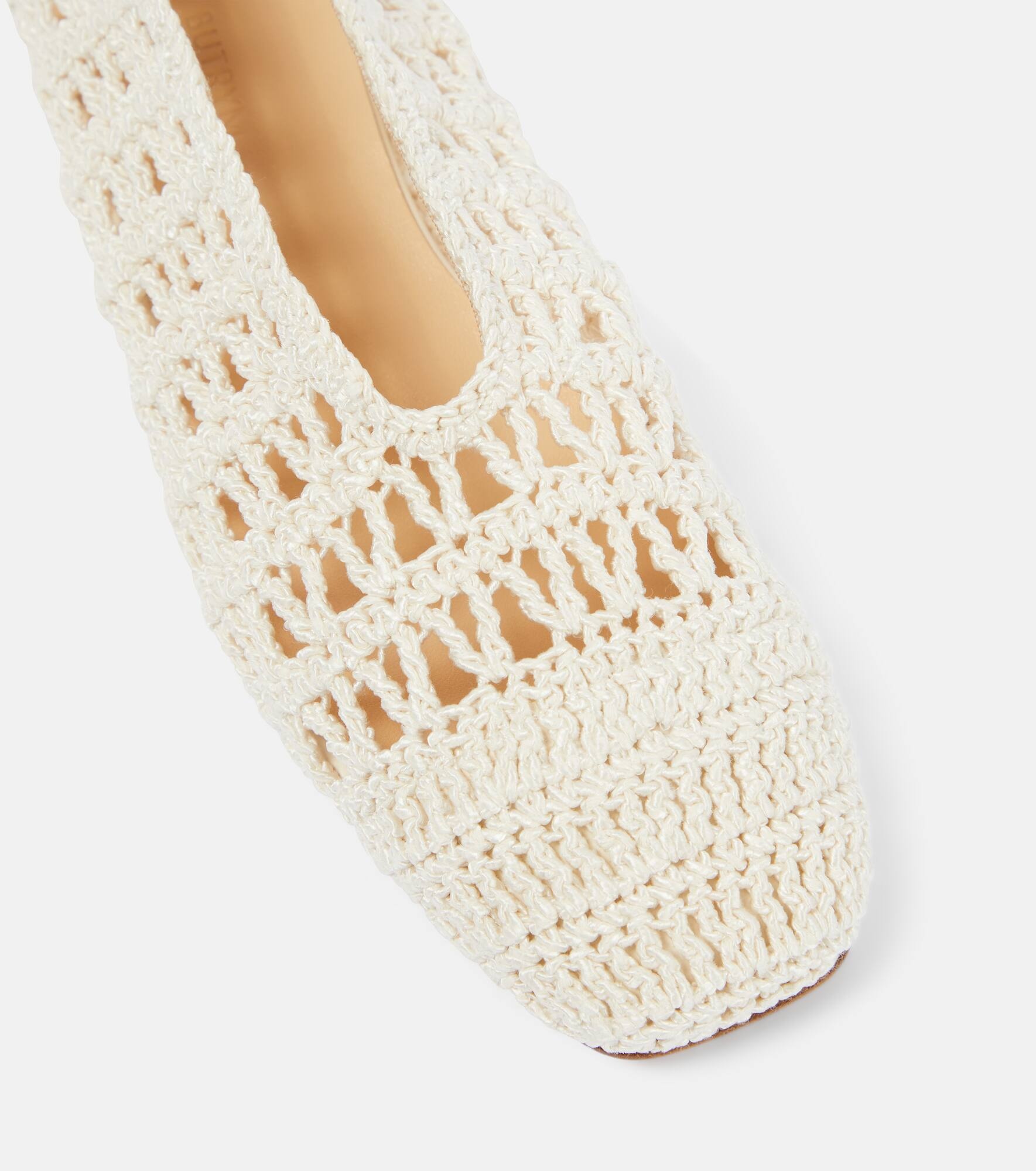 Floral-appliqué crochet ballet flats - 6